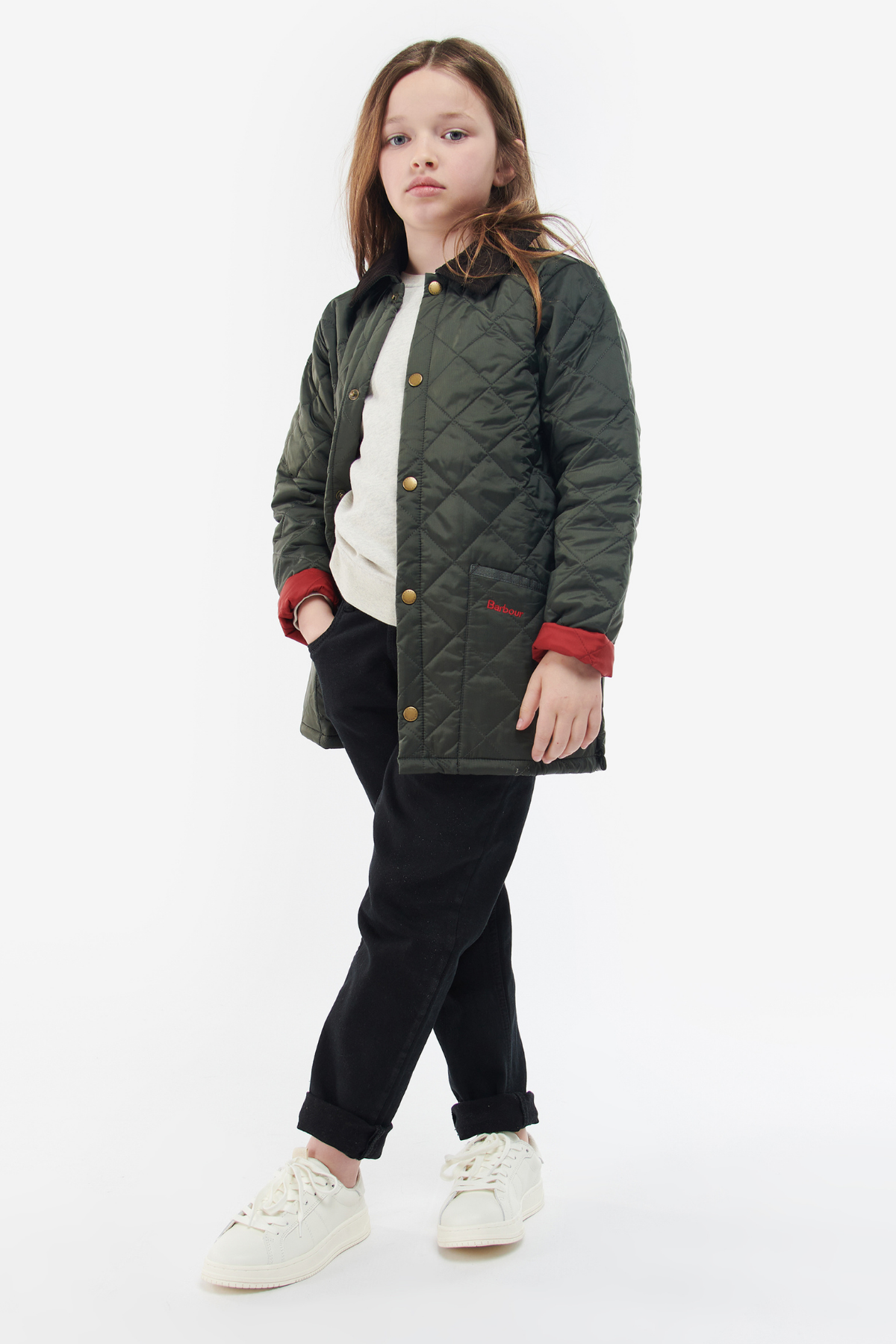Barbour Erkek Çocuk Liddesdale Kapitone Ceket OL75 Olive-Red