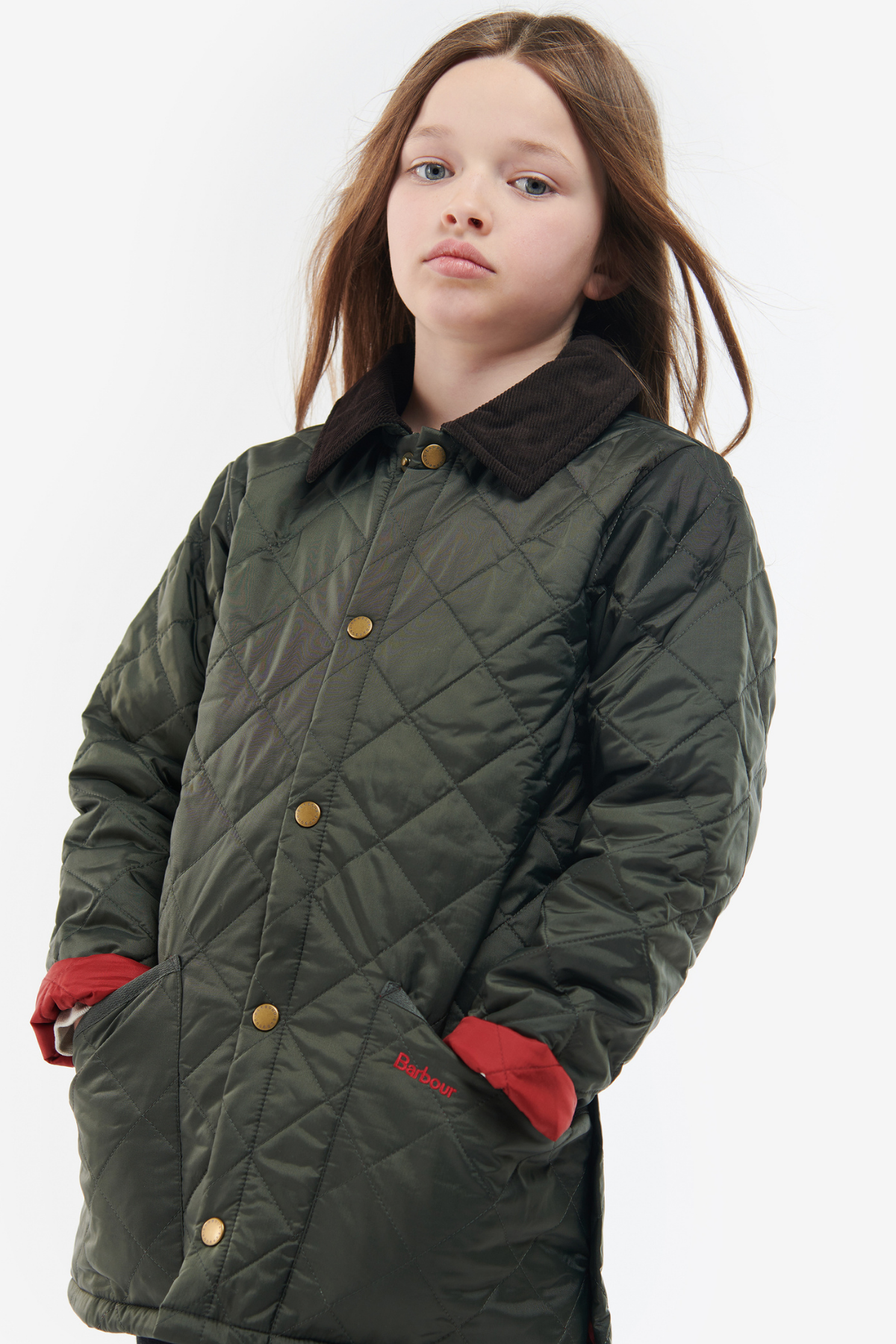 Barbour Erkek Çocuk Liddesdale Kapitone Ceket OL75 Olive-Red
