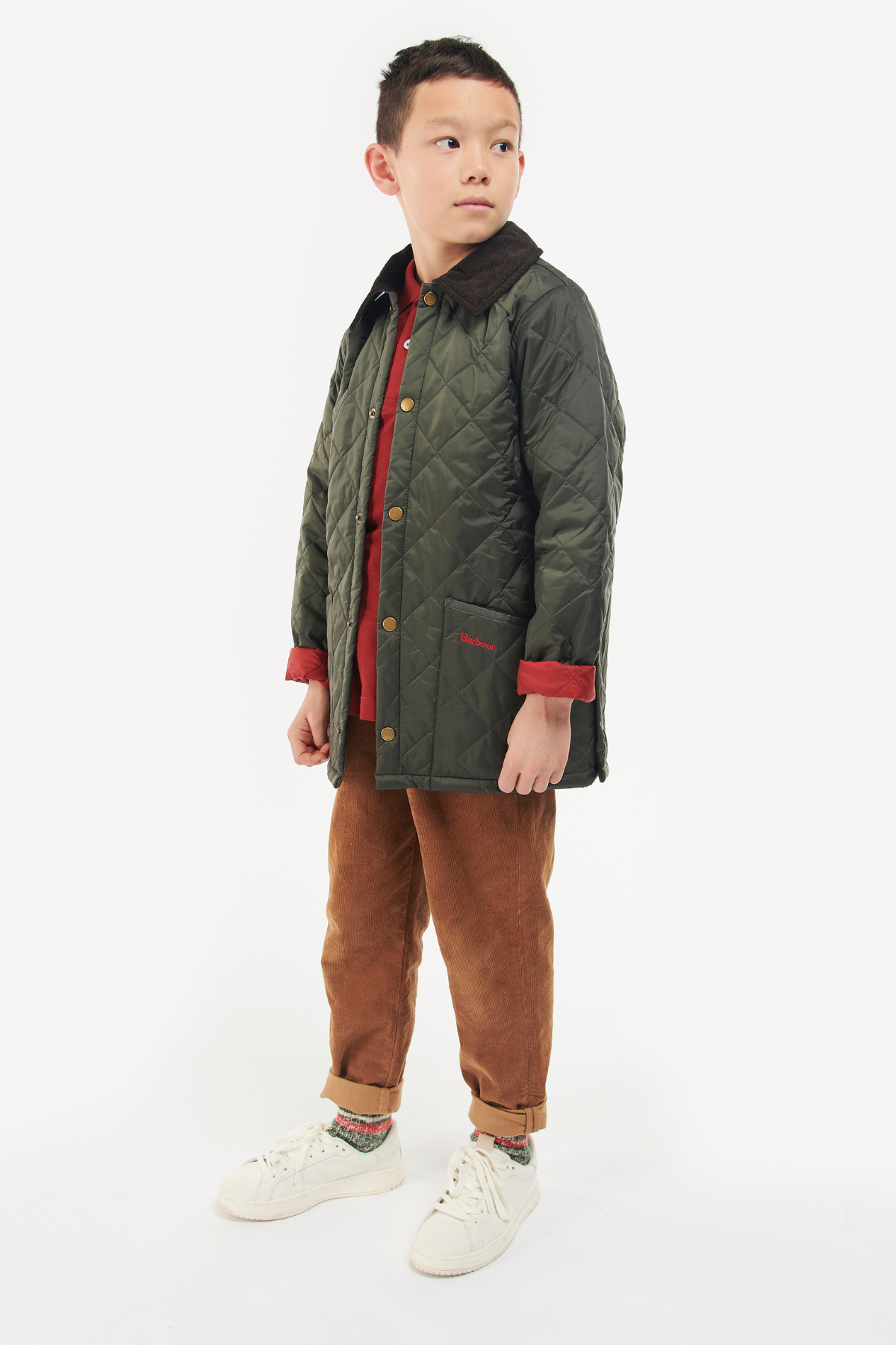 Barbour Erkek Çocuk Liddesdale Kapitone Ceket OL75 Olive-Red