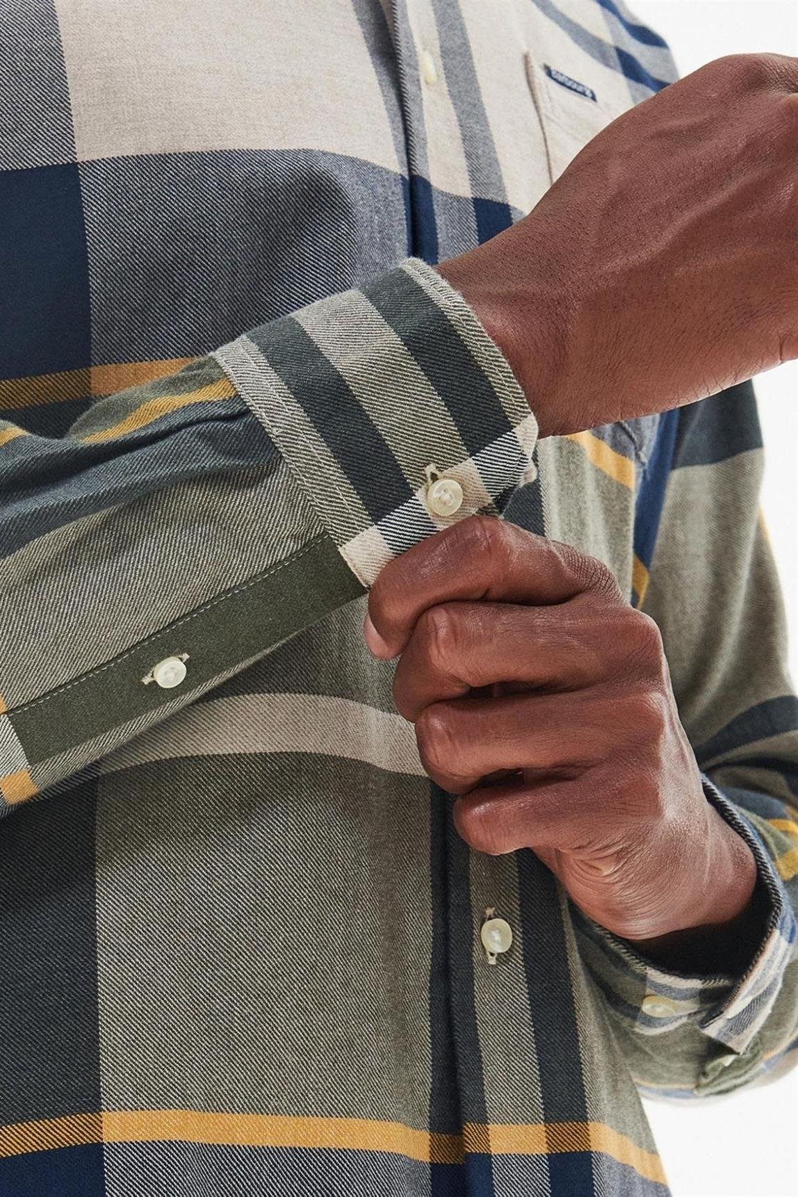 Barbour Erkek Dunoon Tailored Gömlek TN16 Forest Mist Tartan