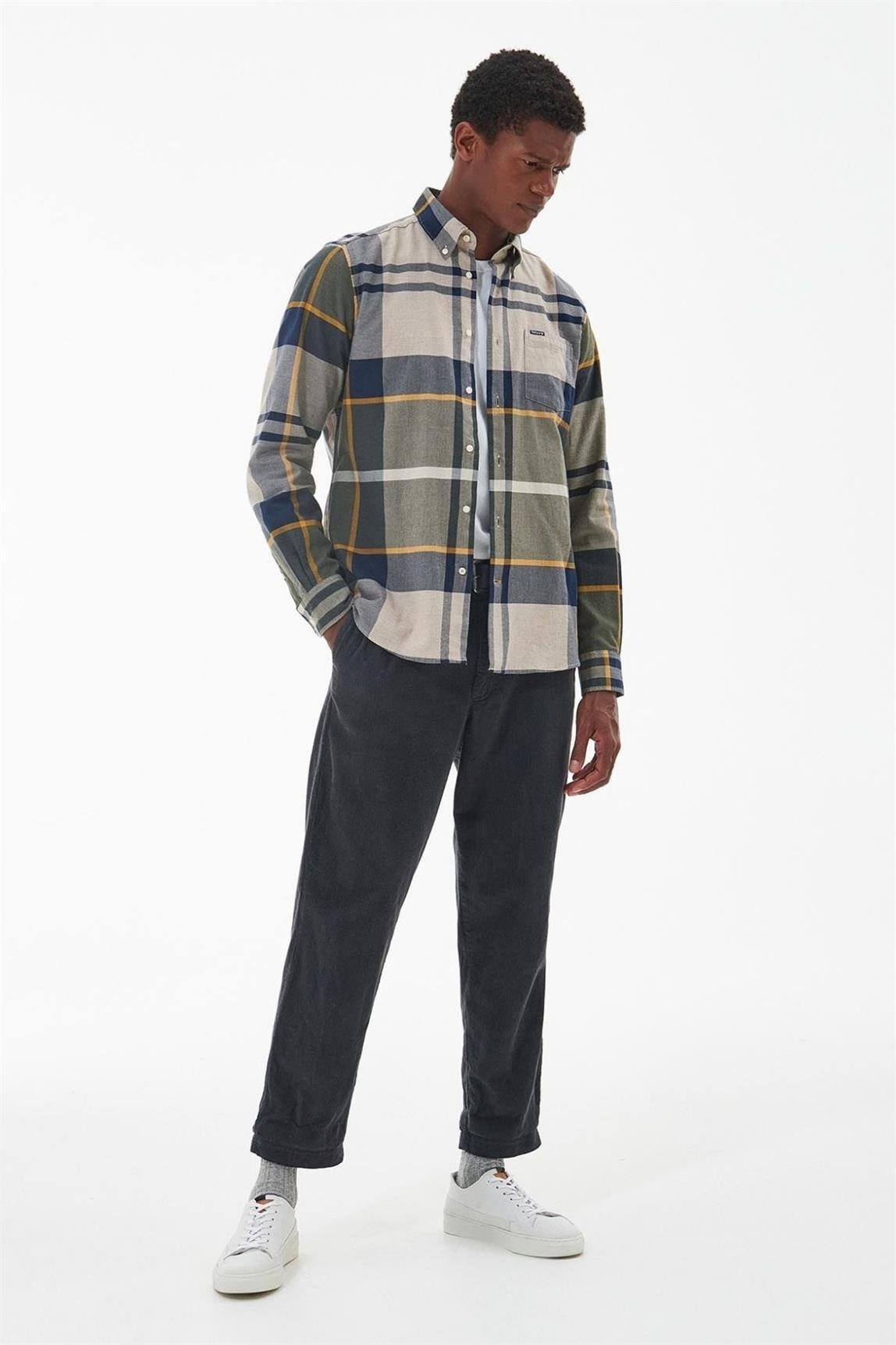 Barbour Erkek Dunoon Tailored Gömlek TN16 Forest Mist Tartan
