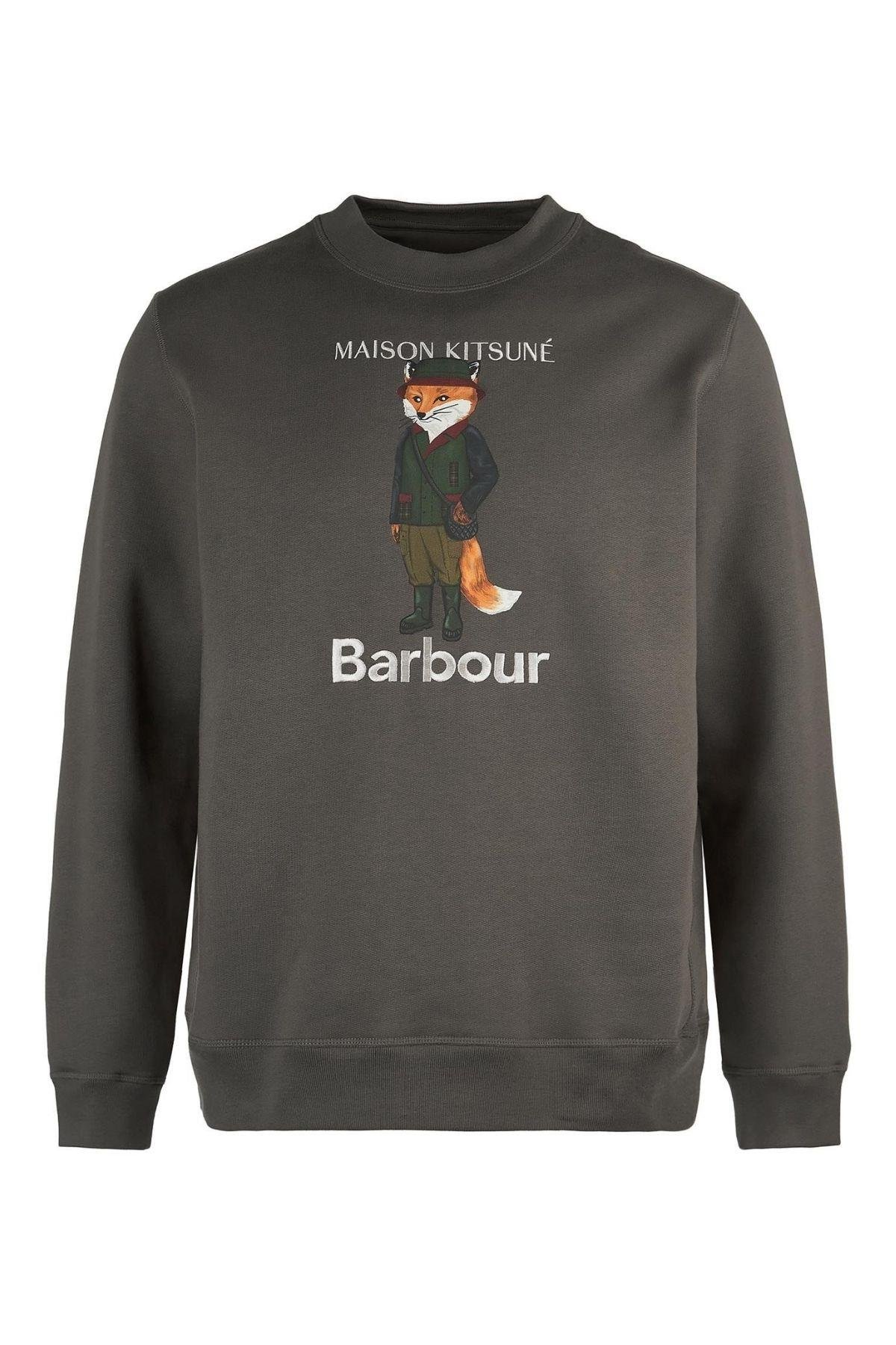 Barbour Erkek X MK Beaufort Fox Crew Sweatshirt GN84 Uniform Green