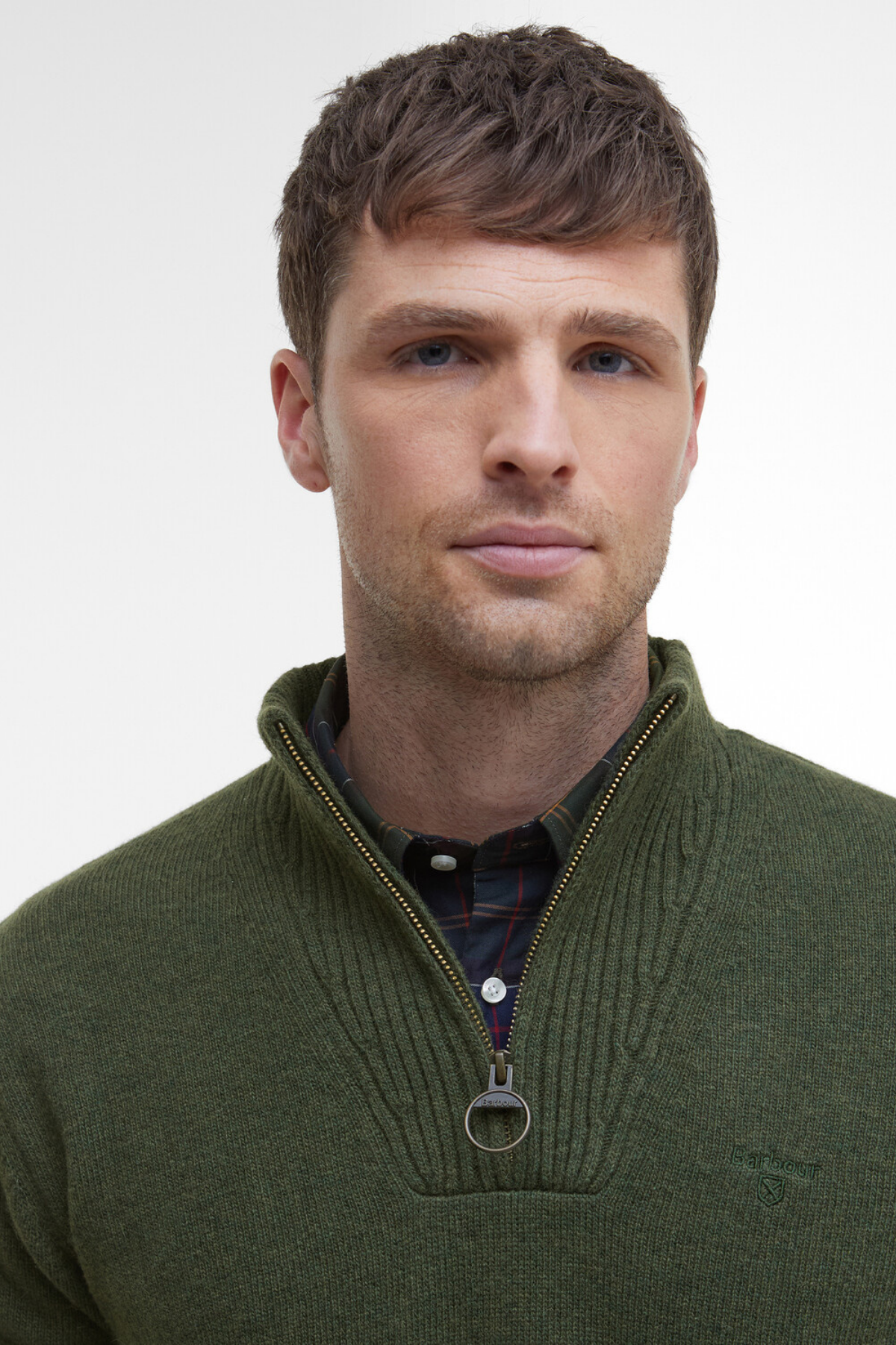Barbour Essential Lambswool Half Zip Kazak OL54 Mıd Olıve