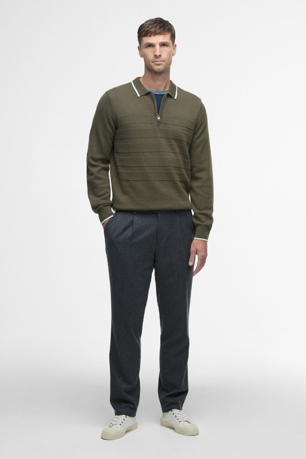 Barbour Fenhill Knitted Kazak OL54 Mıd Olıve