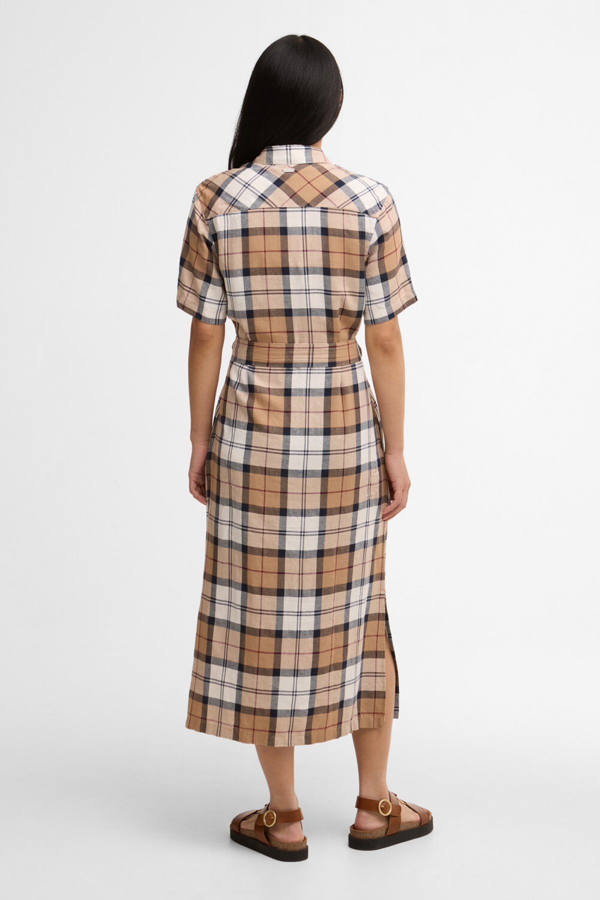 Barbour Fern Midi Elbise BR37 Hessian Tartan
