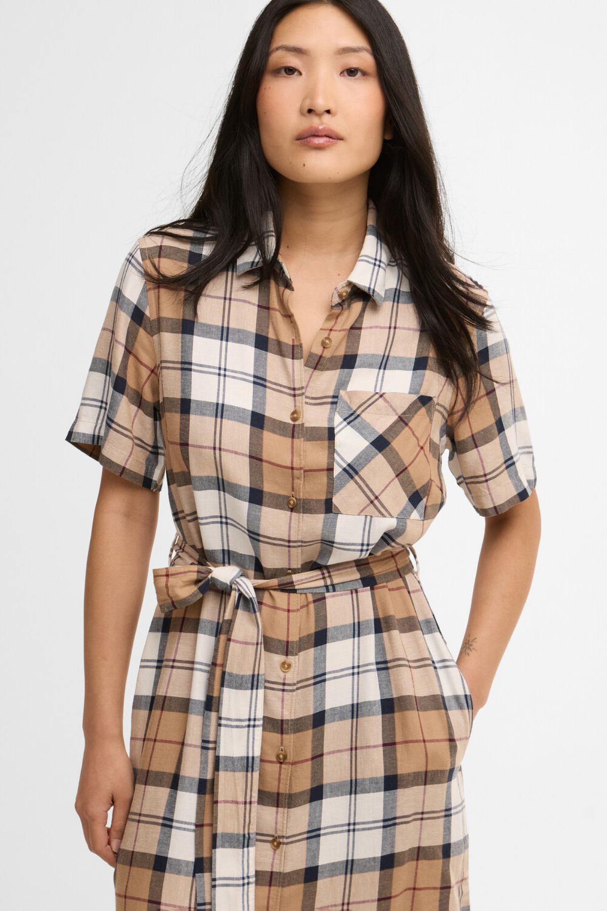Barbour Fern Midi Elbise BR37 Hessian Tartan