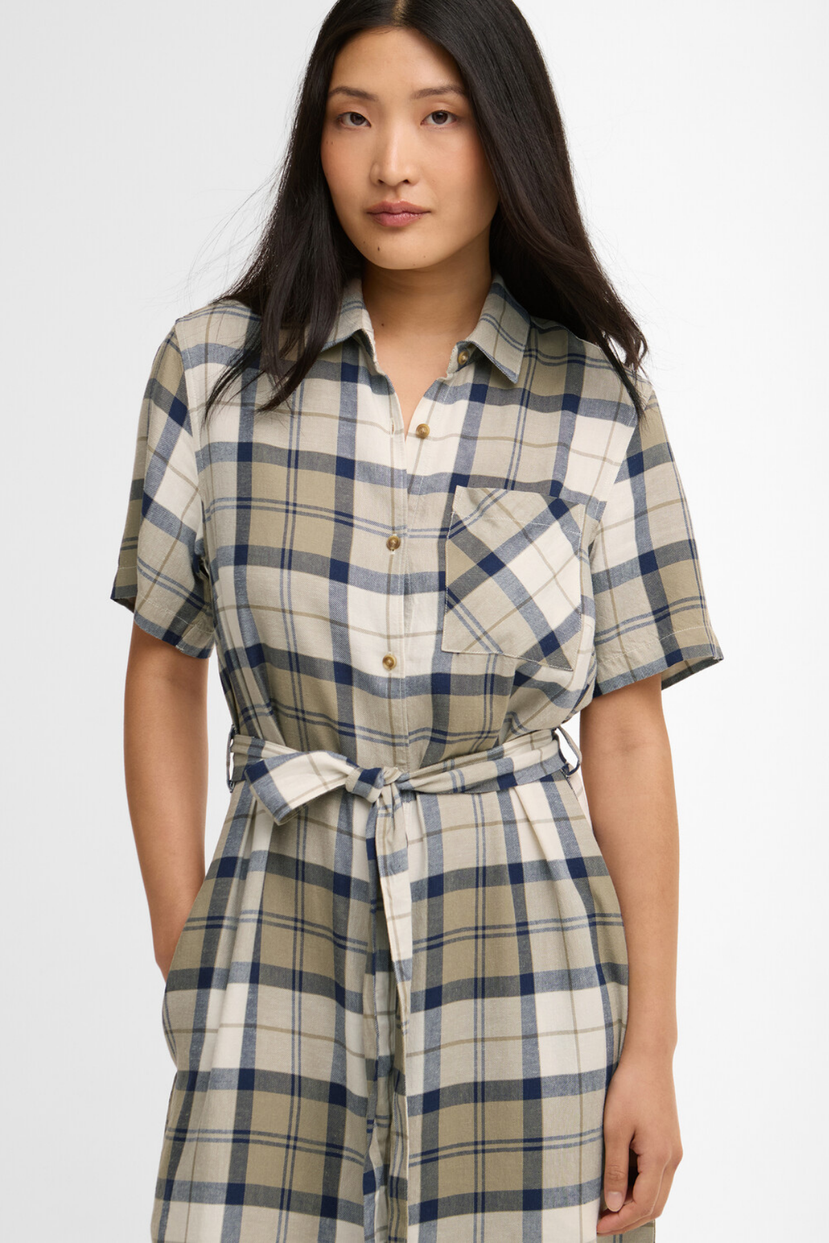Barbour Fern Midi Elbise NY51 Dress Navy Tartan