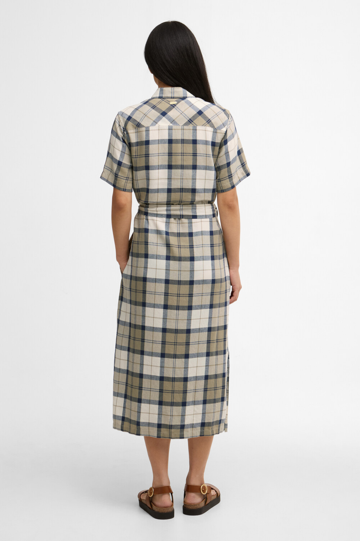Barbour Fern Midi Elbise NY51 Dress Navy Tartan