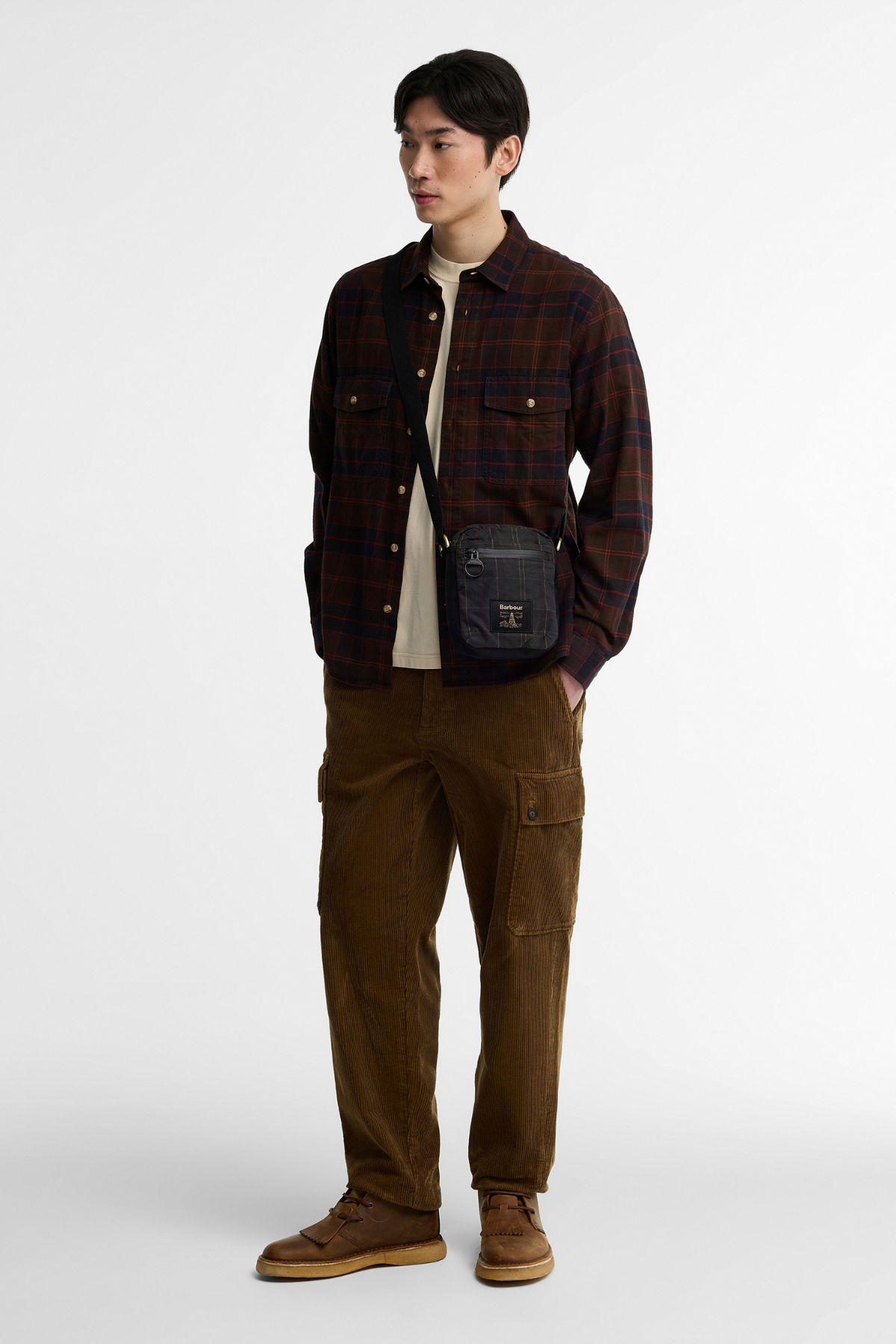 Barbour Field Tartan Yağlı Çapraz Çanta OL91 Dark Classic Tartan