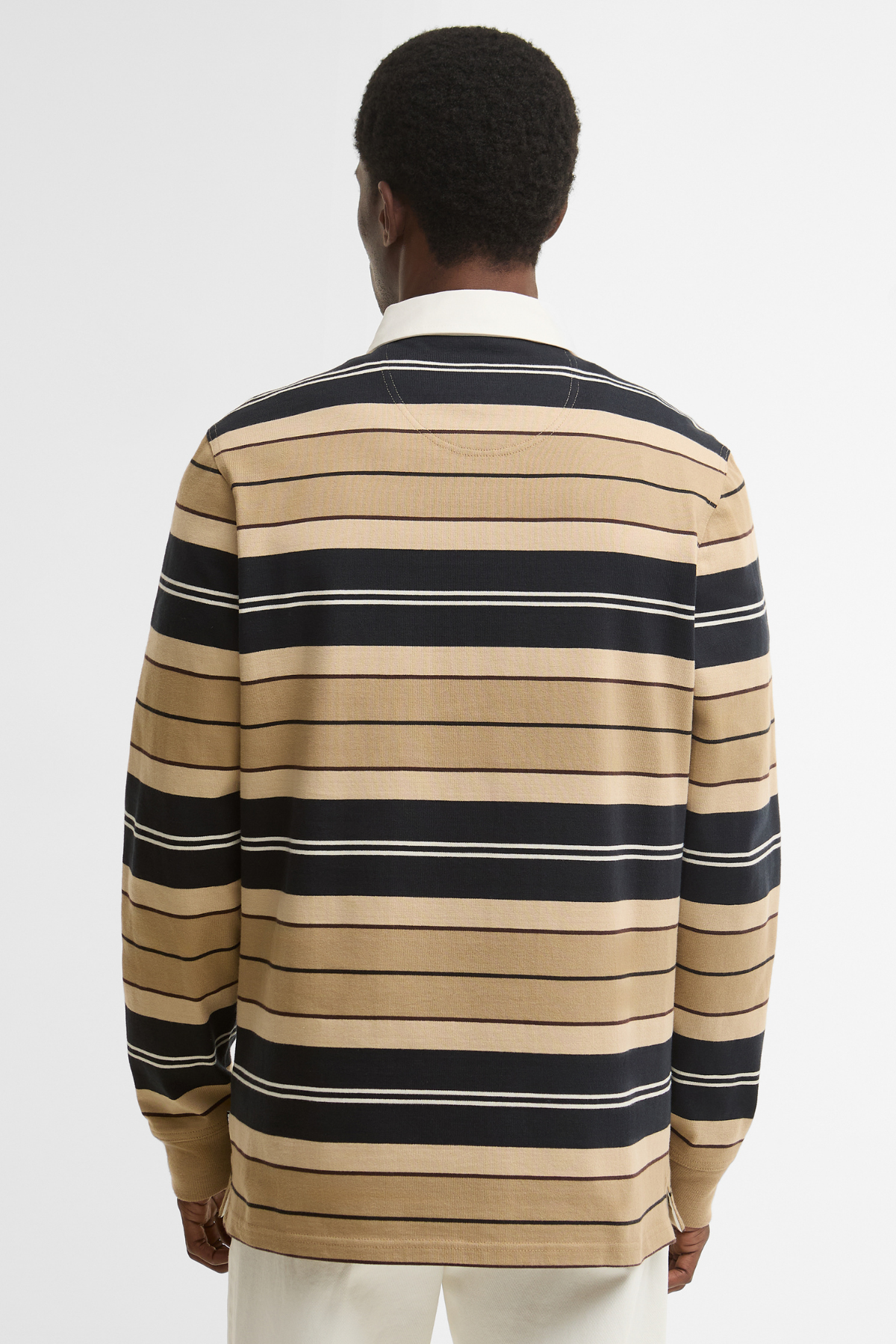 Barbour Frith Tartan Stripe Rugby Polo Yaka ST51 Stone