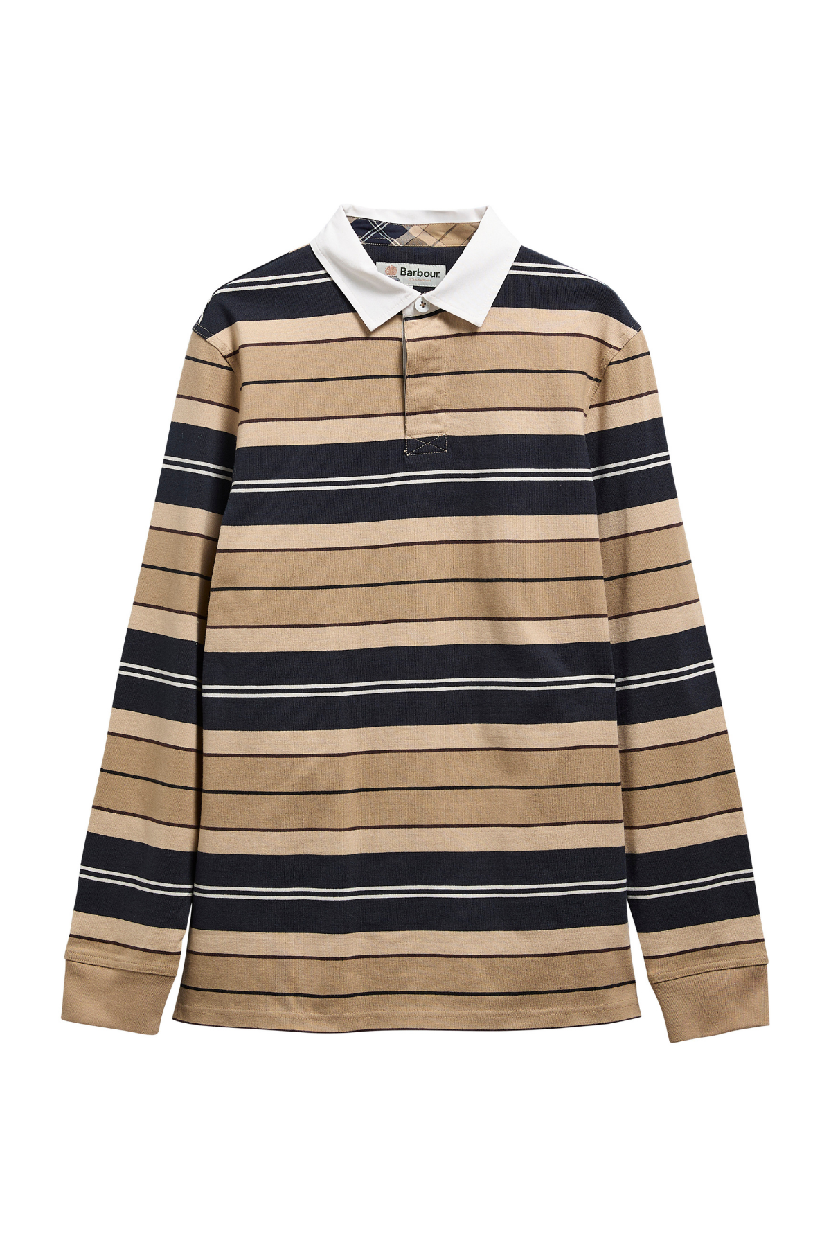 Barbour Frith Tartan Stripe Rugby Polo Yaka ST51 Stone