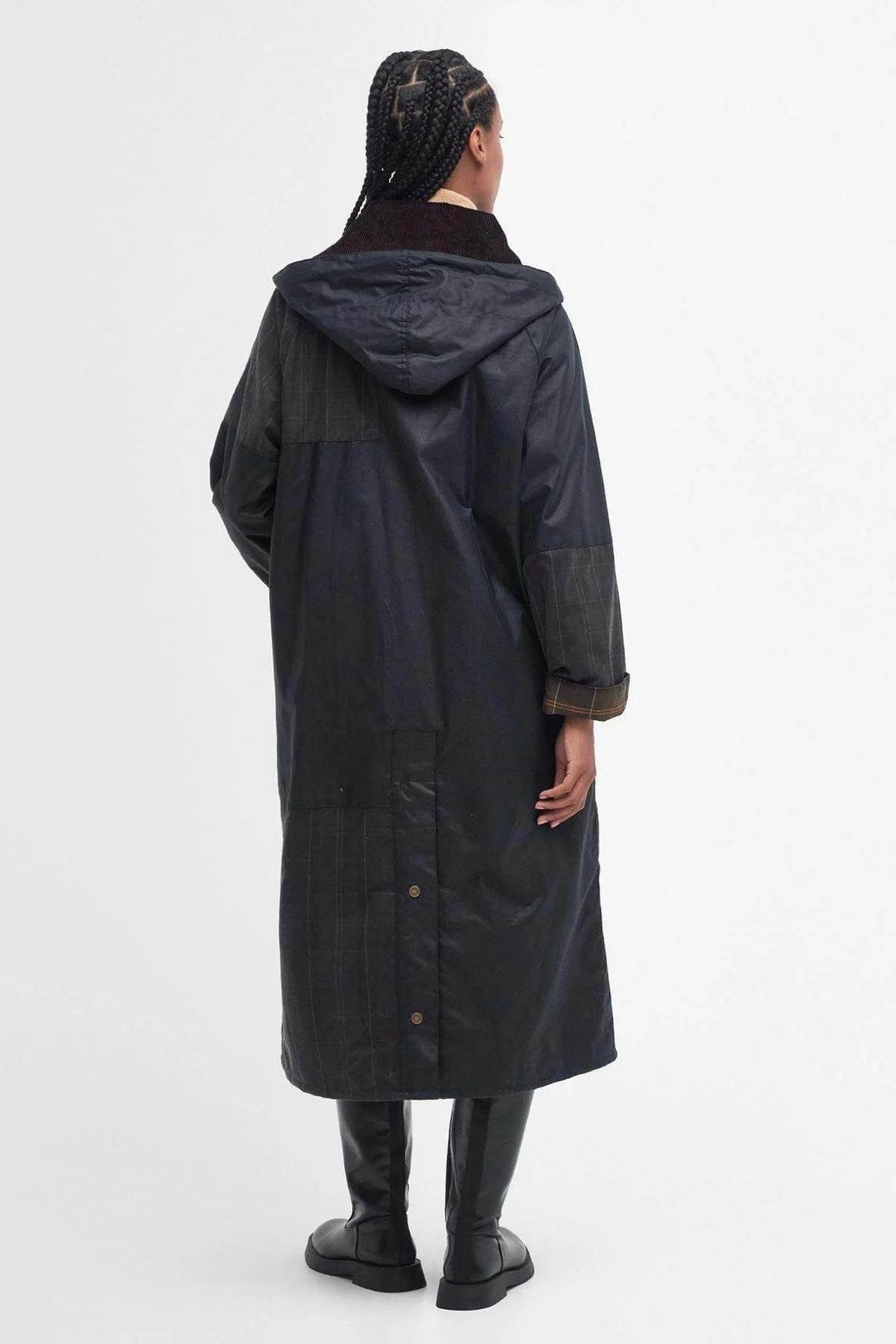 Barbour x GANNI Burghley Yağlı Ceket NY71 Navy - Classıc Tartan