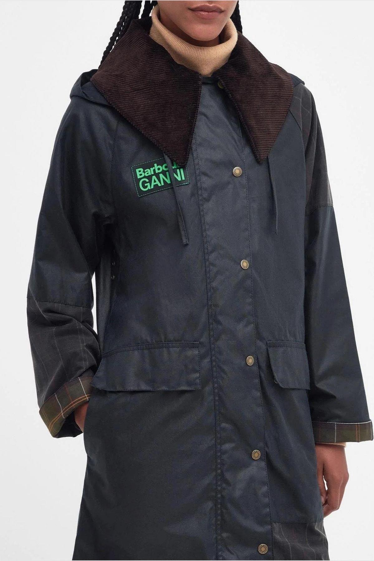 Barbour Ganni Burghley Yağlı Ceket NY71 Navy - Classıc