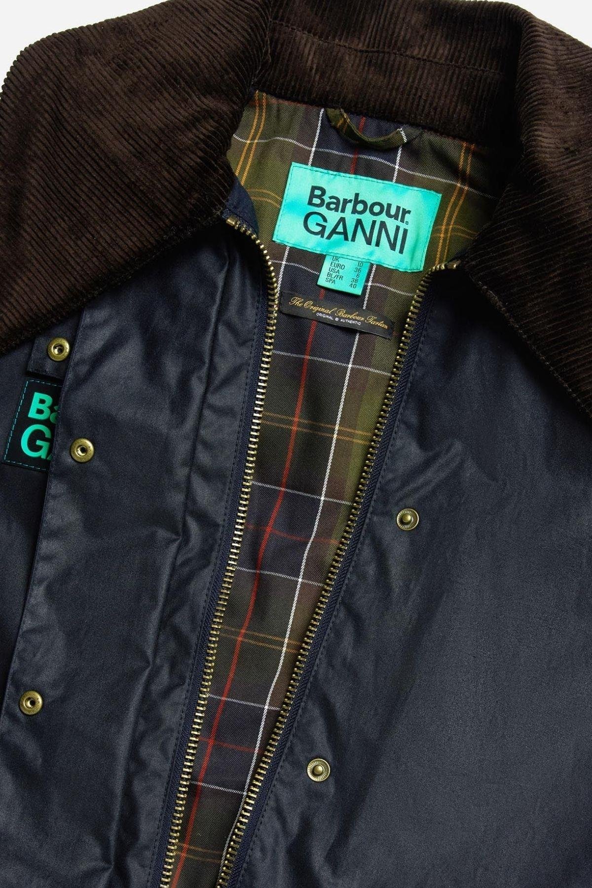 Barbour Ganni Burghley Yağlı Ceket NY71 Navy - Classıc