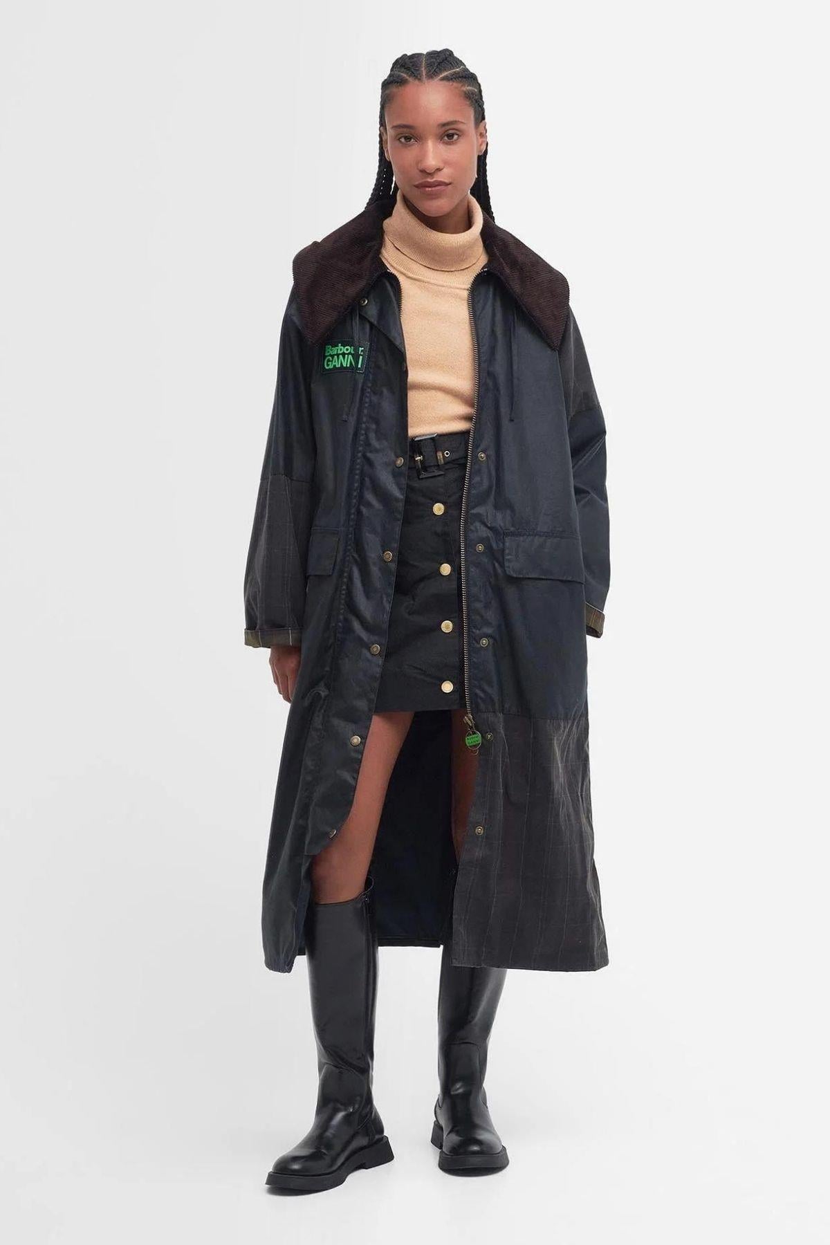 Barbour Ganni Burghley Yağlı Ceket NY71 Navy - Classıc