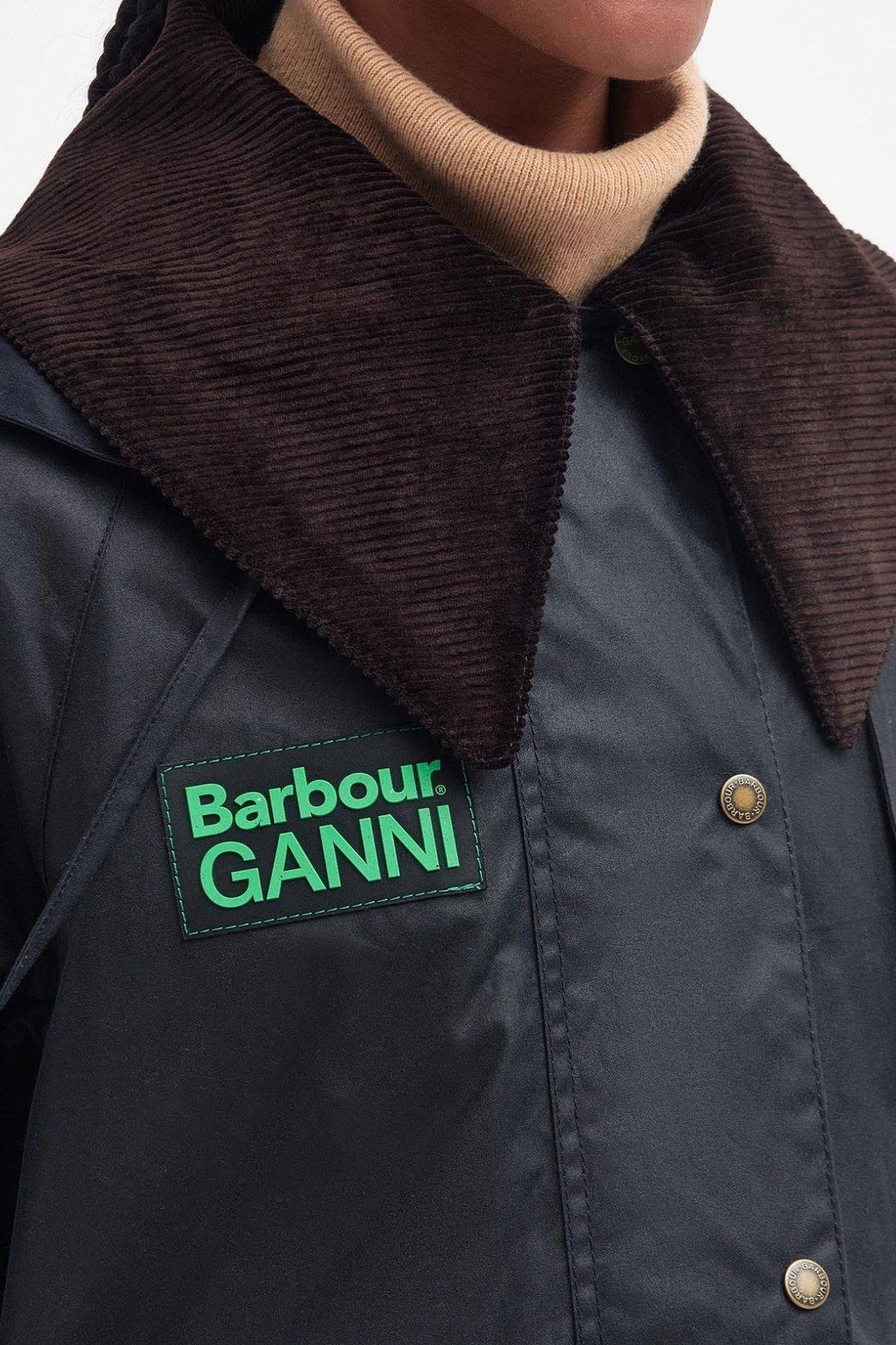Barbour Ganni Burghley Yağlı Ceket NY71 Navy - Classıc