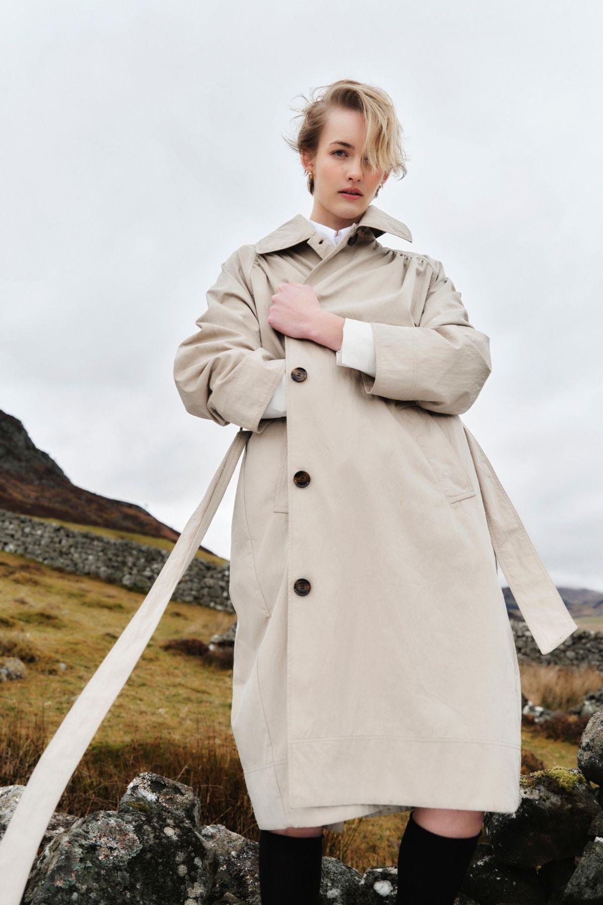 Barbour Garbo Showerproof Trençkot SN11 Light Sand/Rosemary Tartan