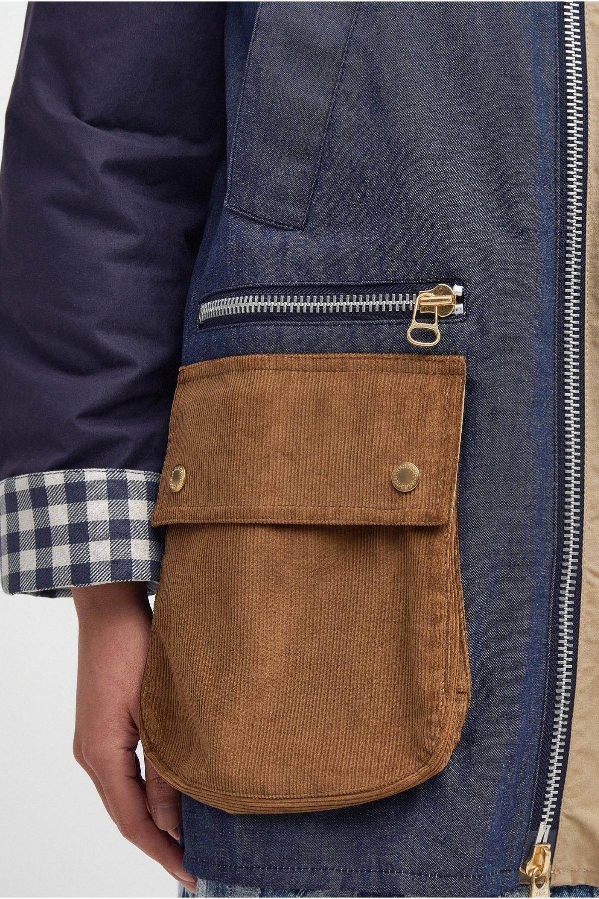 Barbour Gunnerside Patch Showerproof Ceket BE31 Beige/Indigo/Dark Indigo