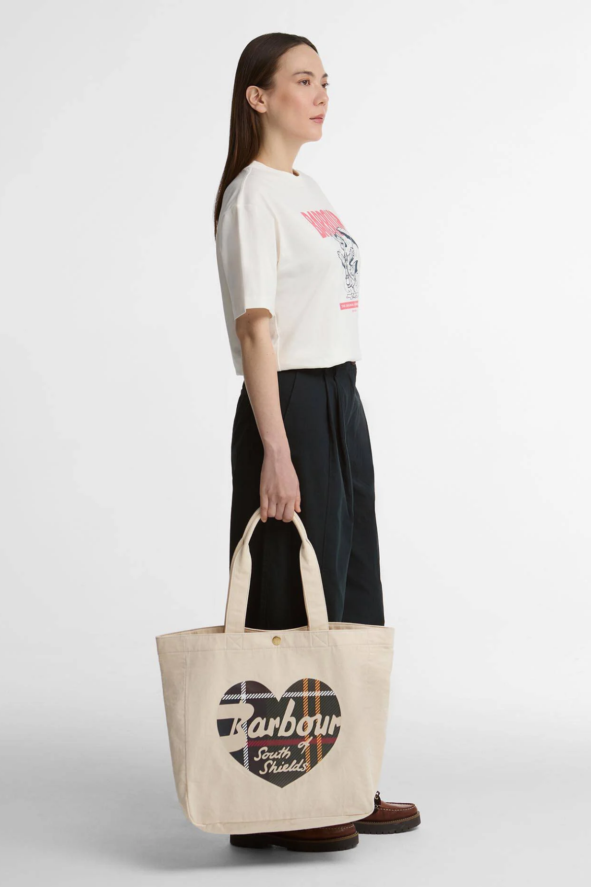 Barbour Heart Tote Çanta BE11 Ecru Classic