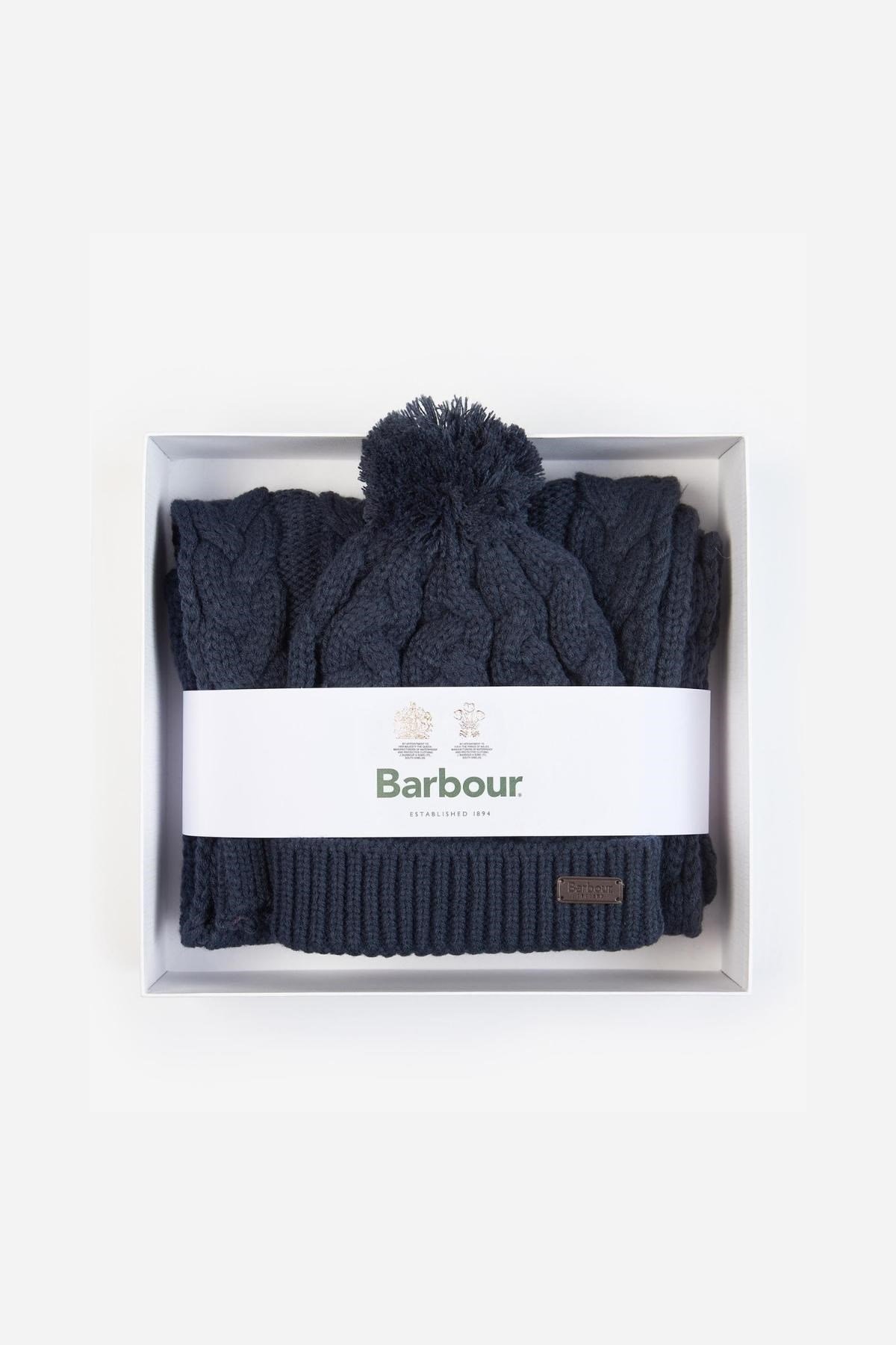 Barbour Highgate Cable Bere & Atkı Hediye Seti NY71 NAVY