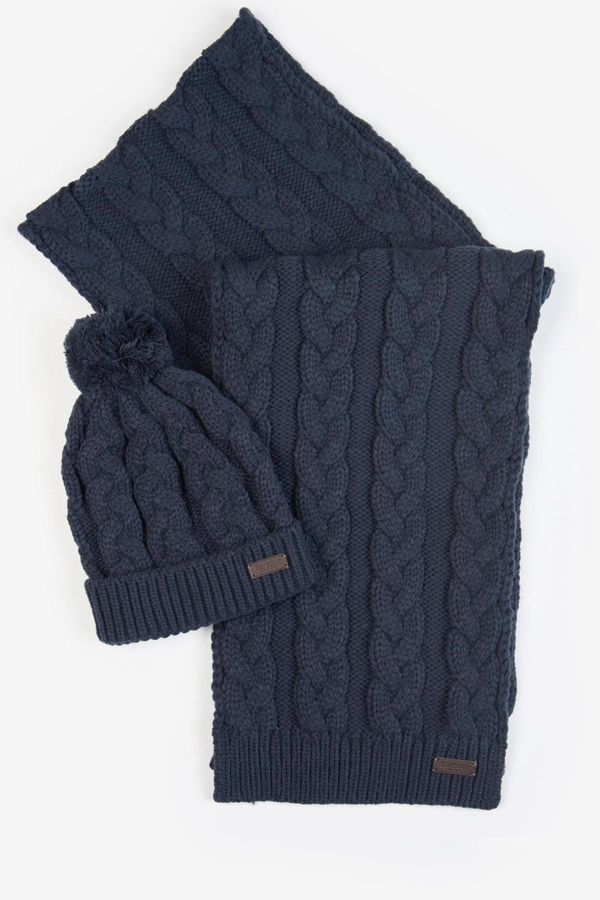 Barbour Highgate Cable Bere & Atkı Hediye Seti NY71 NAVY