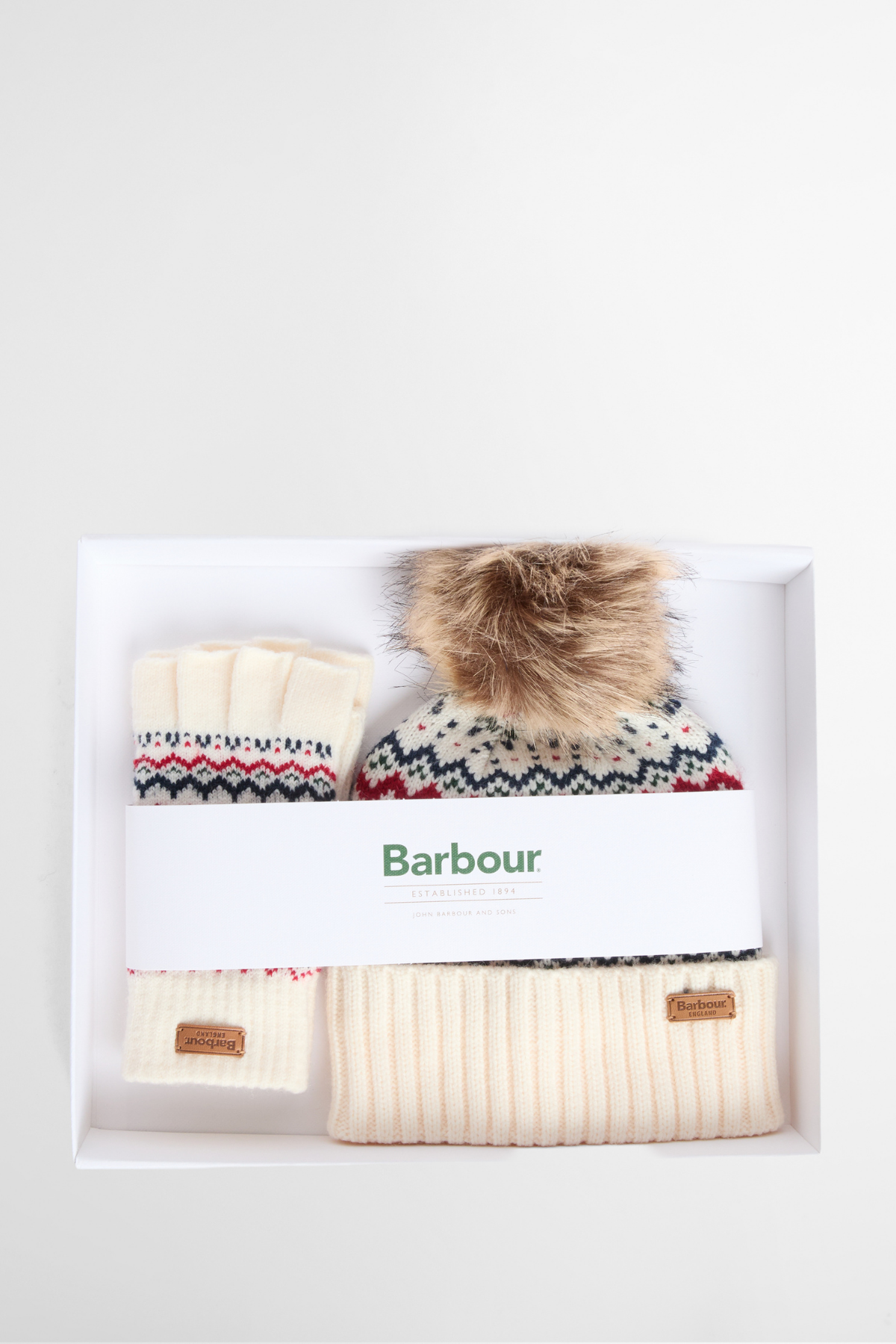 Barbour Holly Bere ve Eldiven Hediye Seti WH53 Antique White