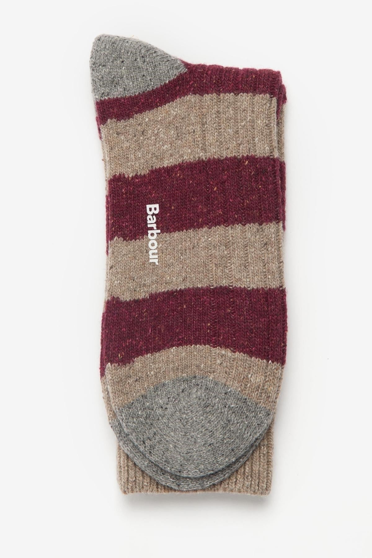 Barbour Houghton Stripe Çorap RE89 Winter Red