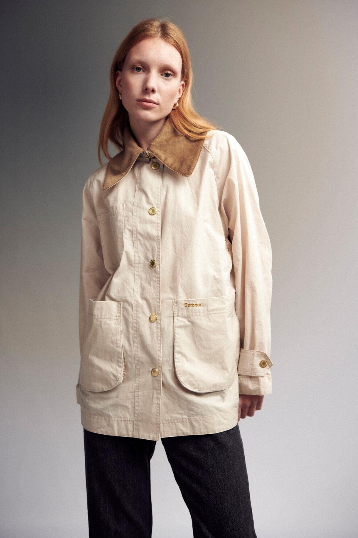 Barbour Hutton Oversized Showerproof Ceket ST51 Oatmeal