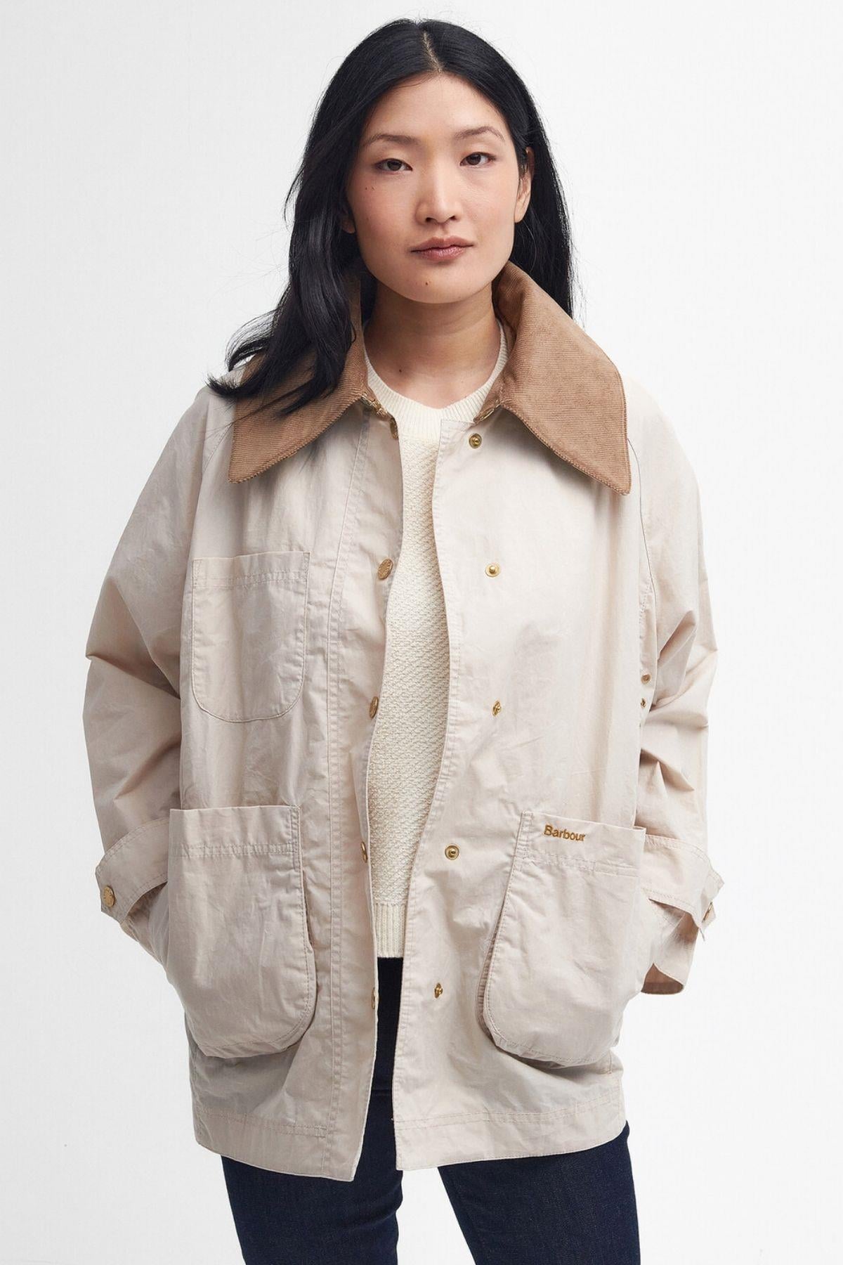 Barbour Hutton Oversized Showerproof Ceket ST51 Oatmeal