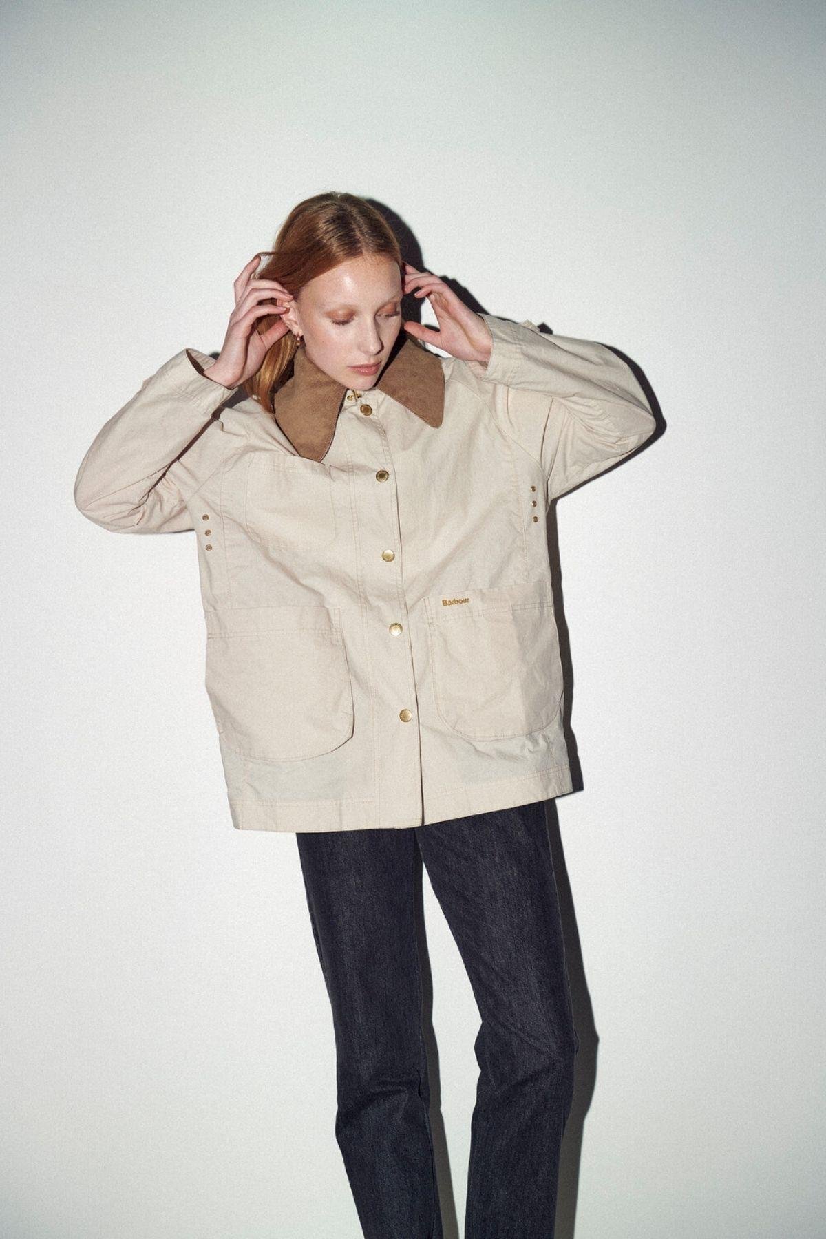 Barbour Hutton Oversized Showerproof Ceket ST51 Oatmeal