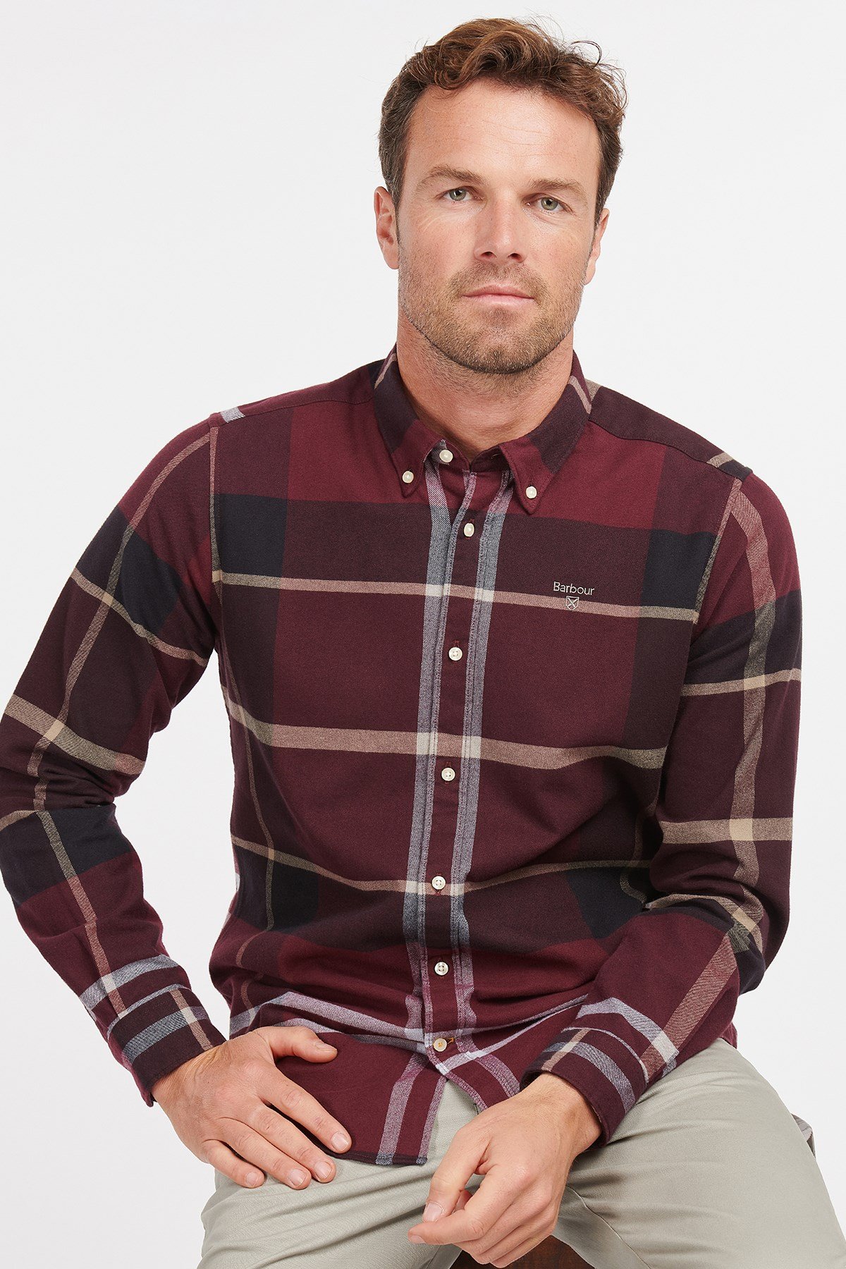 Barbour Iceloch Tailored Gömlek RE89 Winter Red