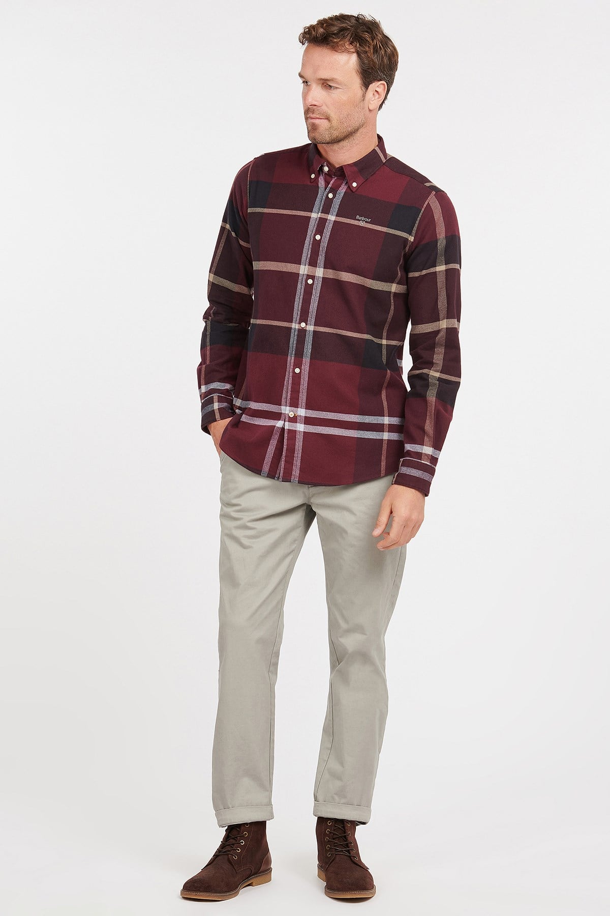 Barbour Iceloch Tailored Gömlek RE89 Winter Red
