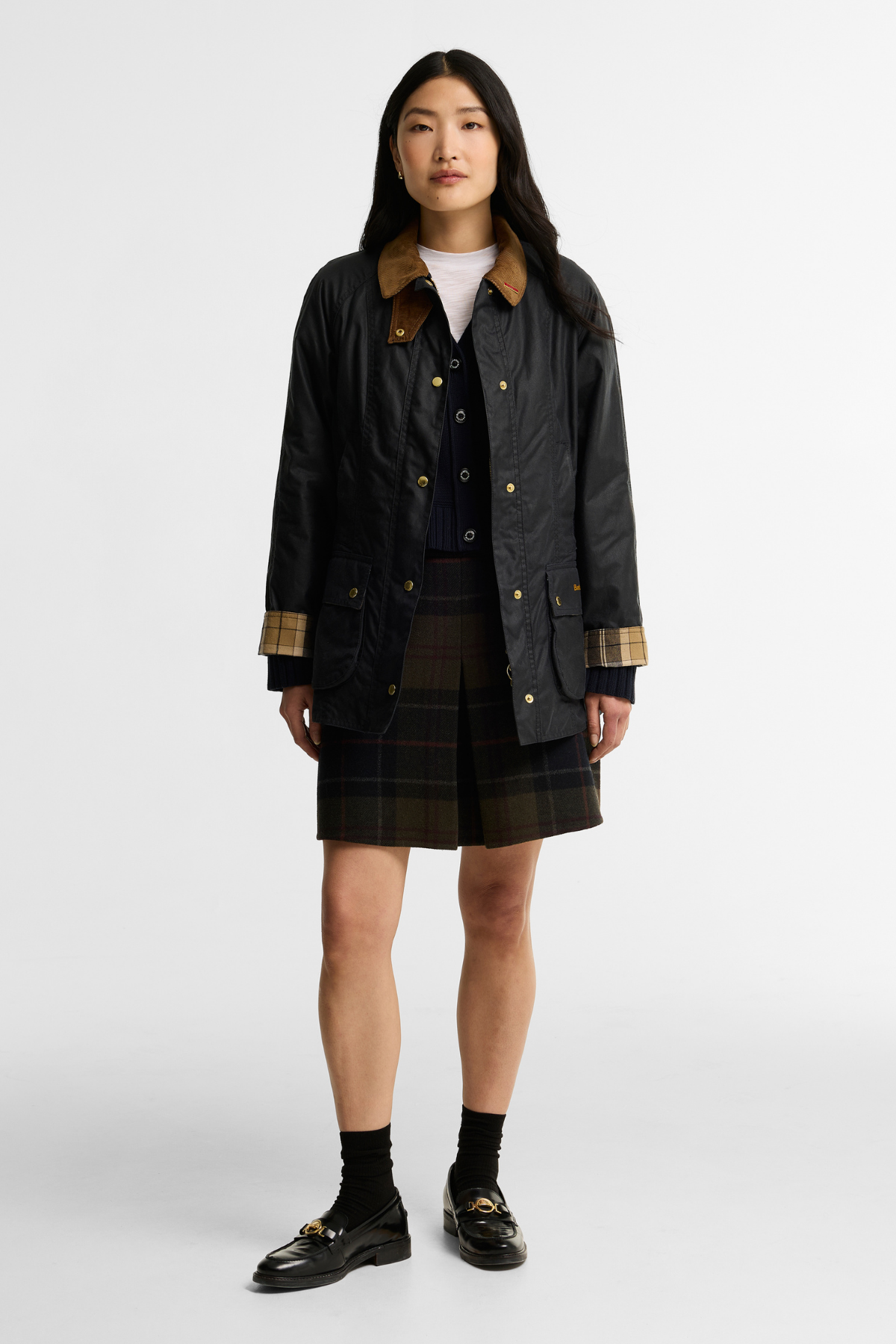 Barbour Icons Beadnell Yağlı Ceket NY92 Navy Birchwood
