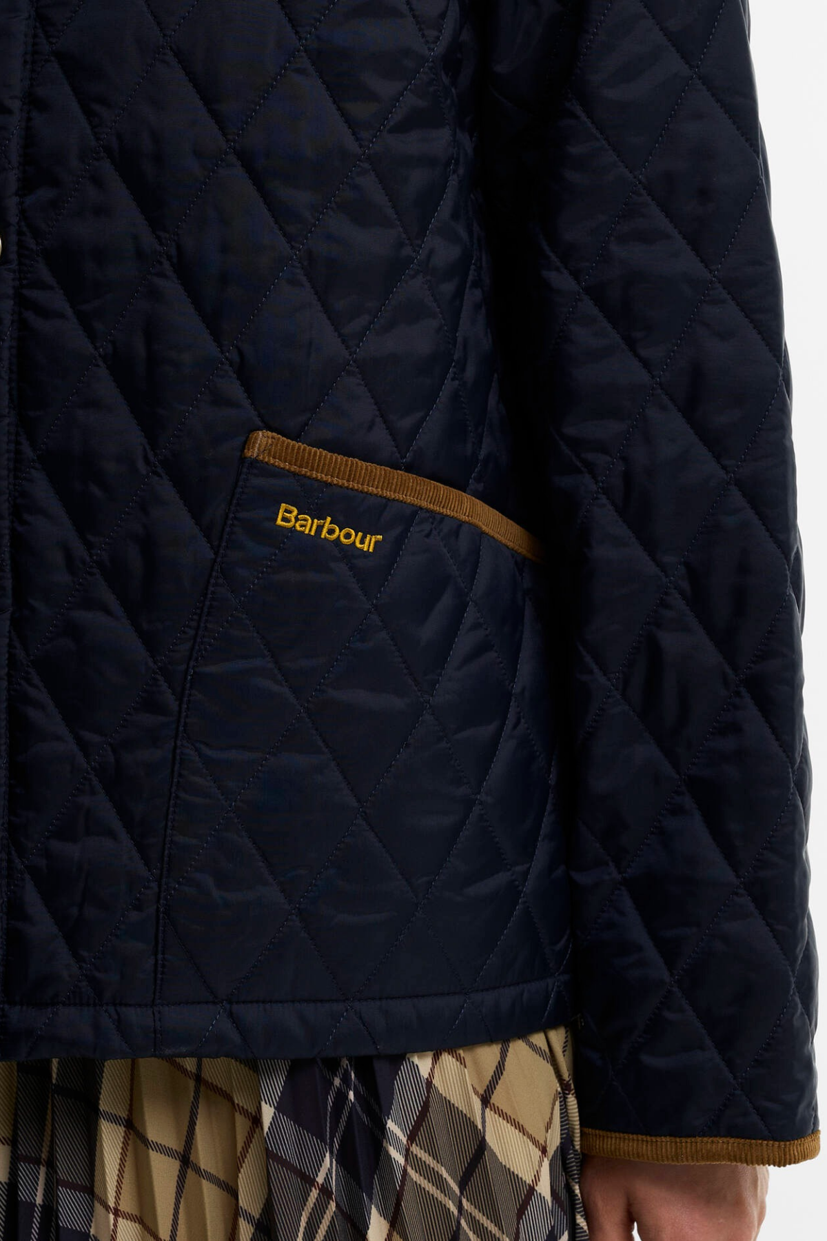 Barbour Icons Cropped Liddesdale Kapitone Ceket NY52 Dark Navy Birchwood