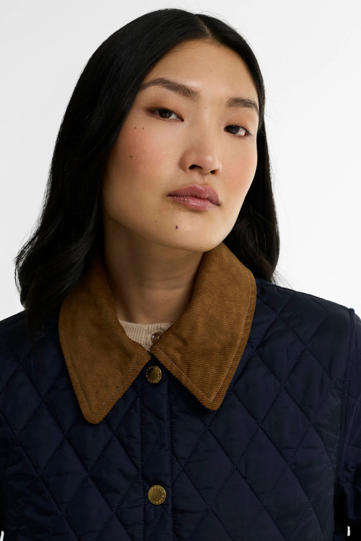 Barbour Icons Cropped Liddesdale Kapitone Ceket NY52 Dark Navy Birchwood