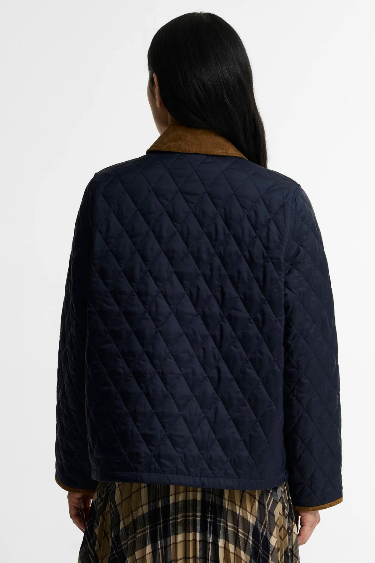 Barbour Icons Cropped Liddesdale Kapitone Ceket NY52 Dark Navy Birchwood