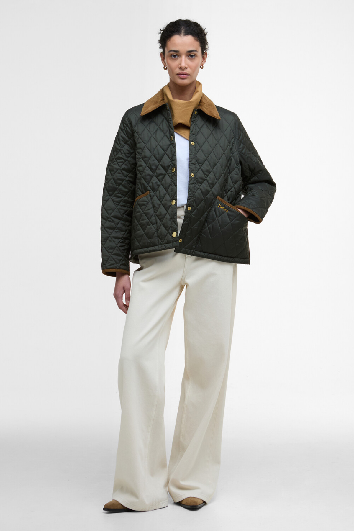 Barbour Icons Cropped Liddesdale Kapitone Ceket OL71 Sage