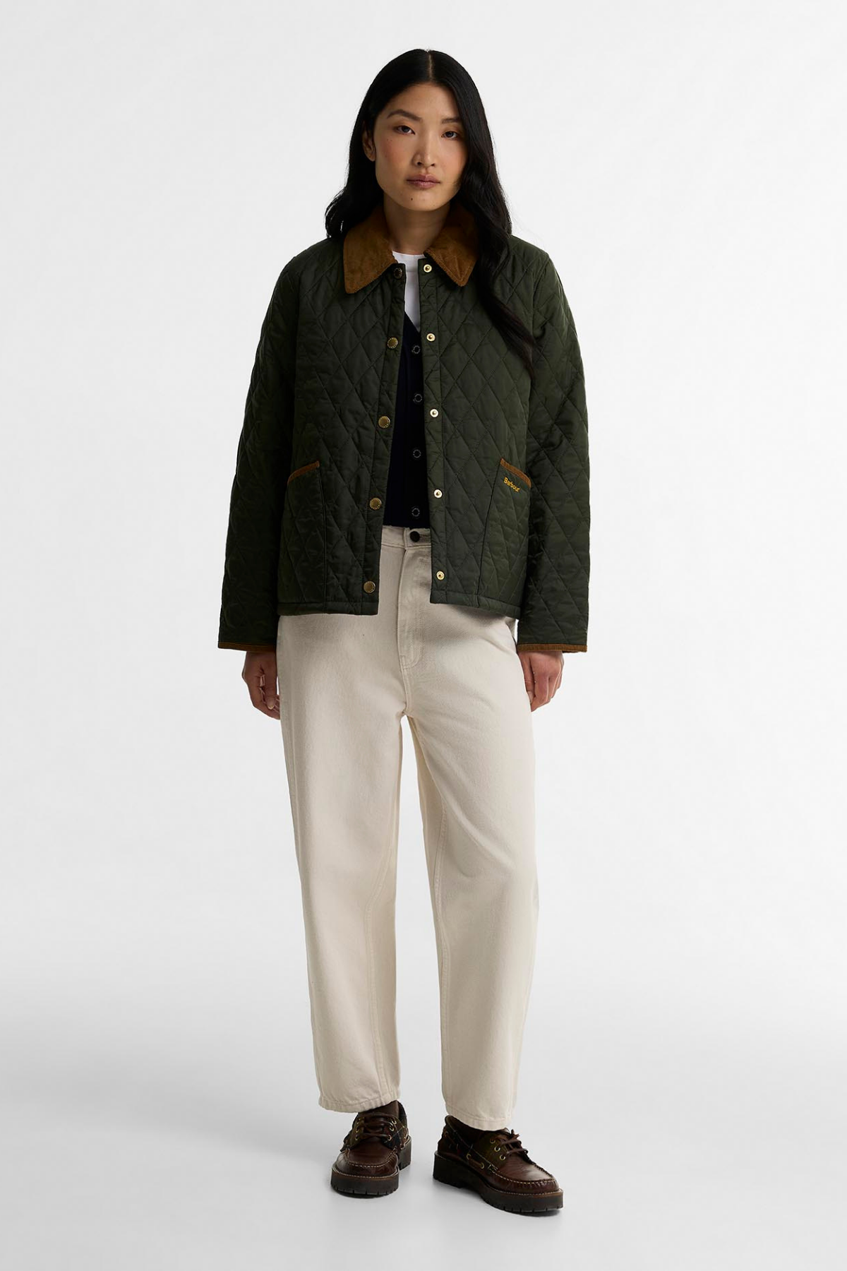 Barbour Icons Cropped Liddesdale Kapitone Ceket OL74 Olive Classic