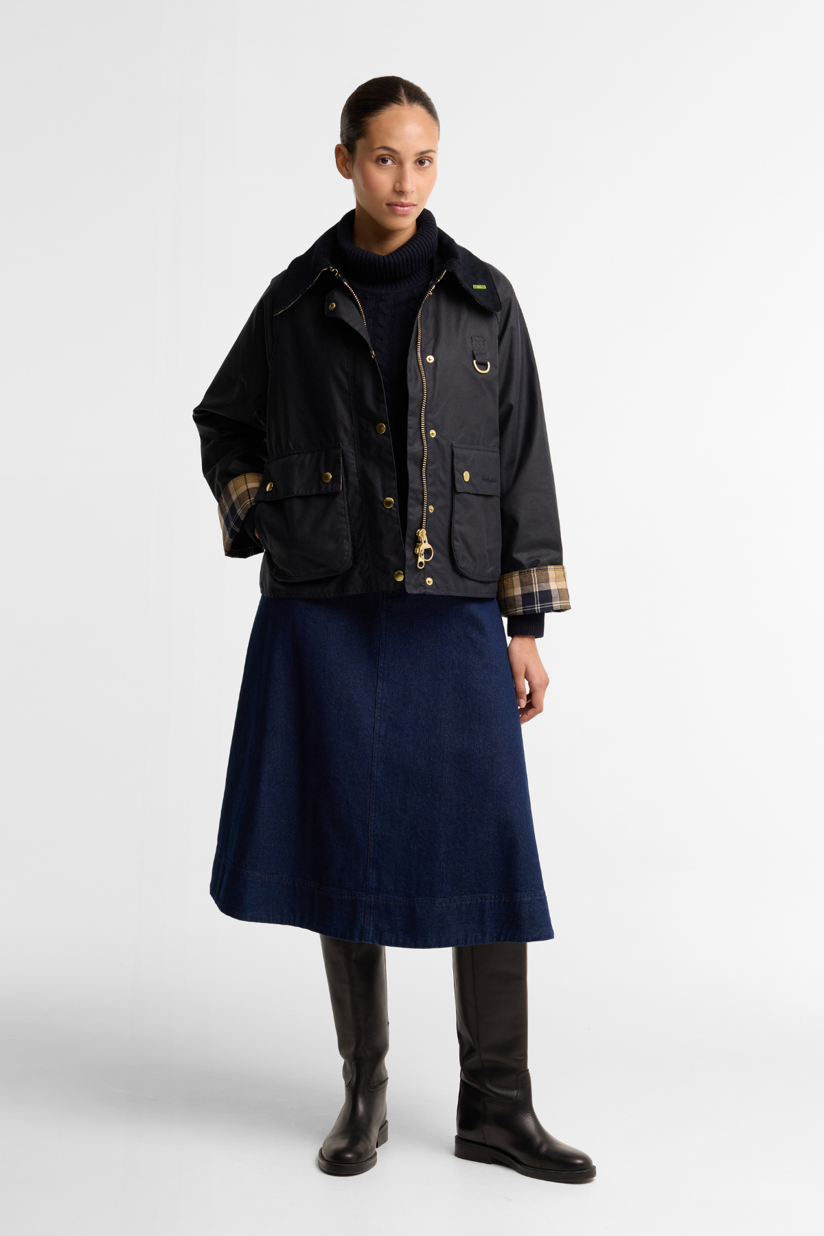 Barbour Icons Modern Spey Yağlı Ceket NY92 Navy Birchwood