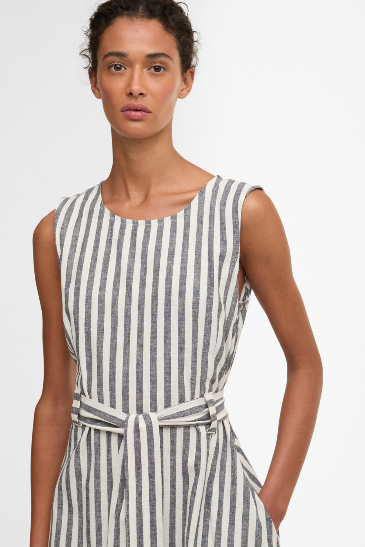 Barbour Inez Midi Elbise NY99 Dark Navy Stripe