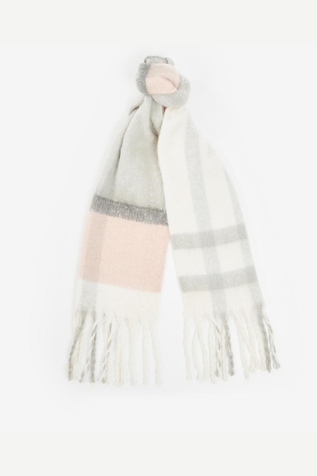 Barbour Isla Tartan Boucle Şal GY31 Grey Rose
