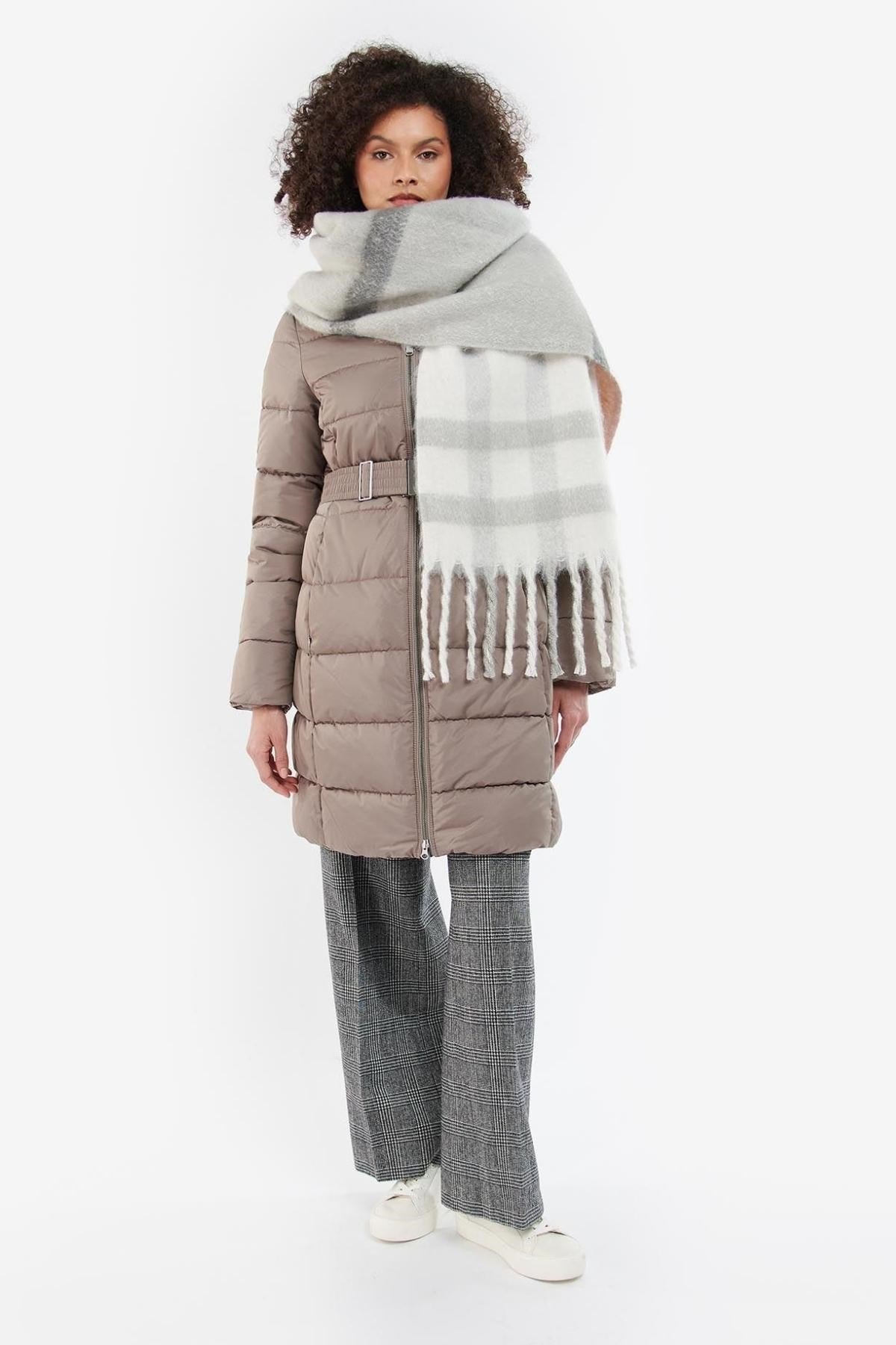 Barbour Isla Tartan Boucle Şal GY31 Grey Rose