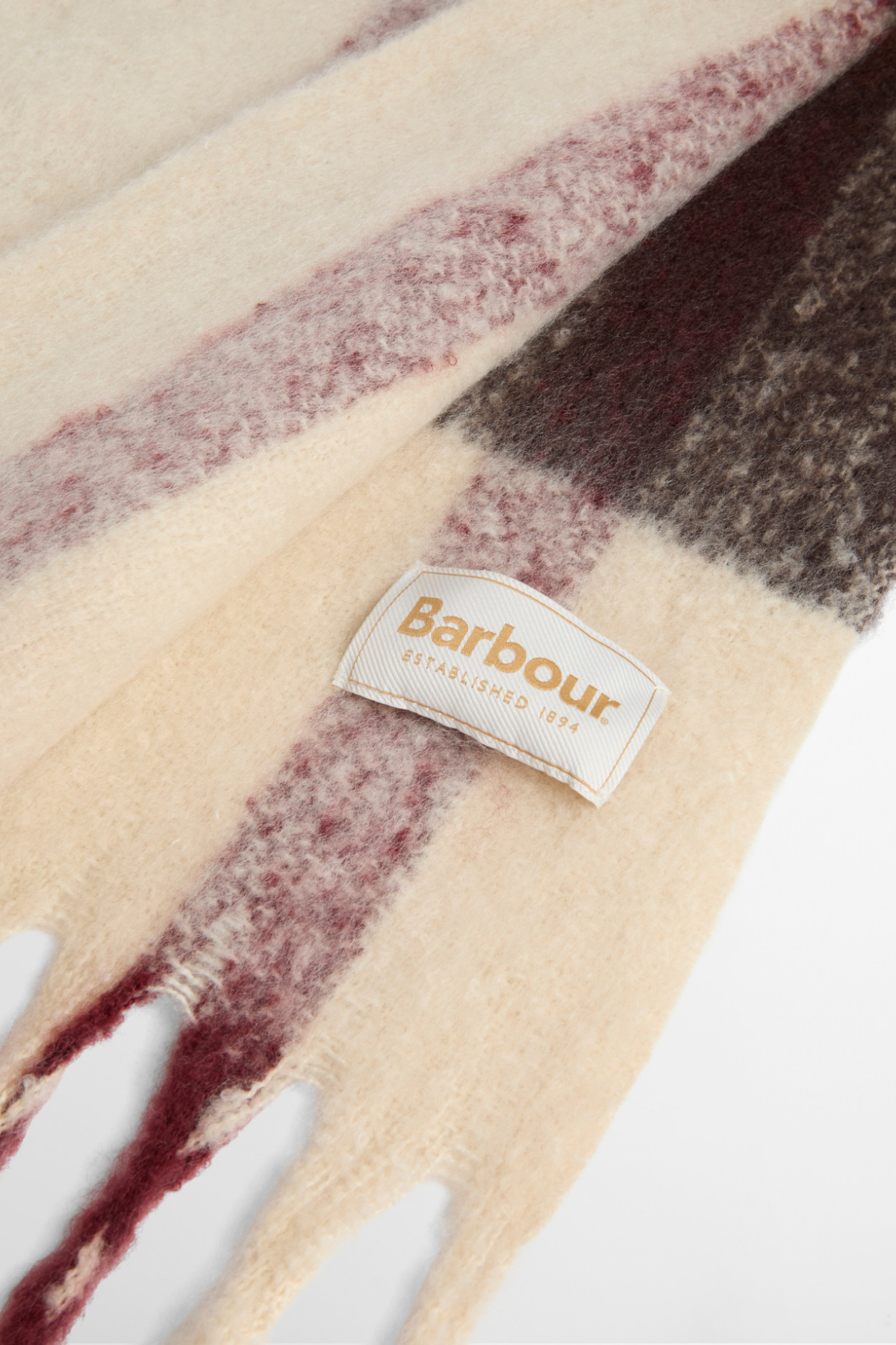 Barbour Isla Tartan Boucle Şal TN30 Ecru Muted Tartan