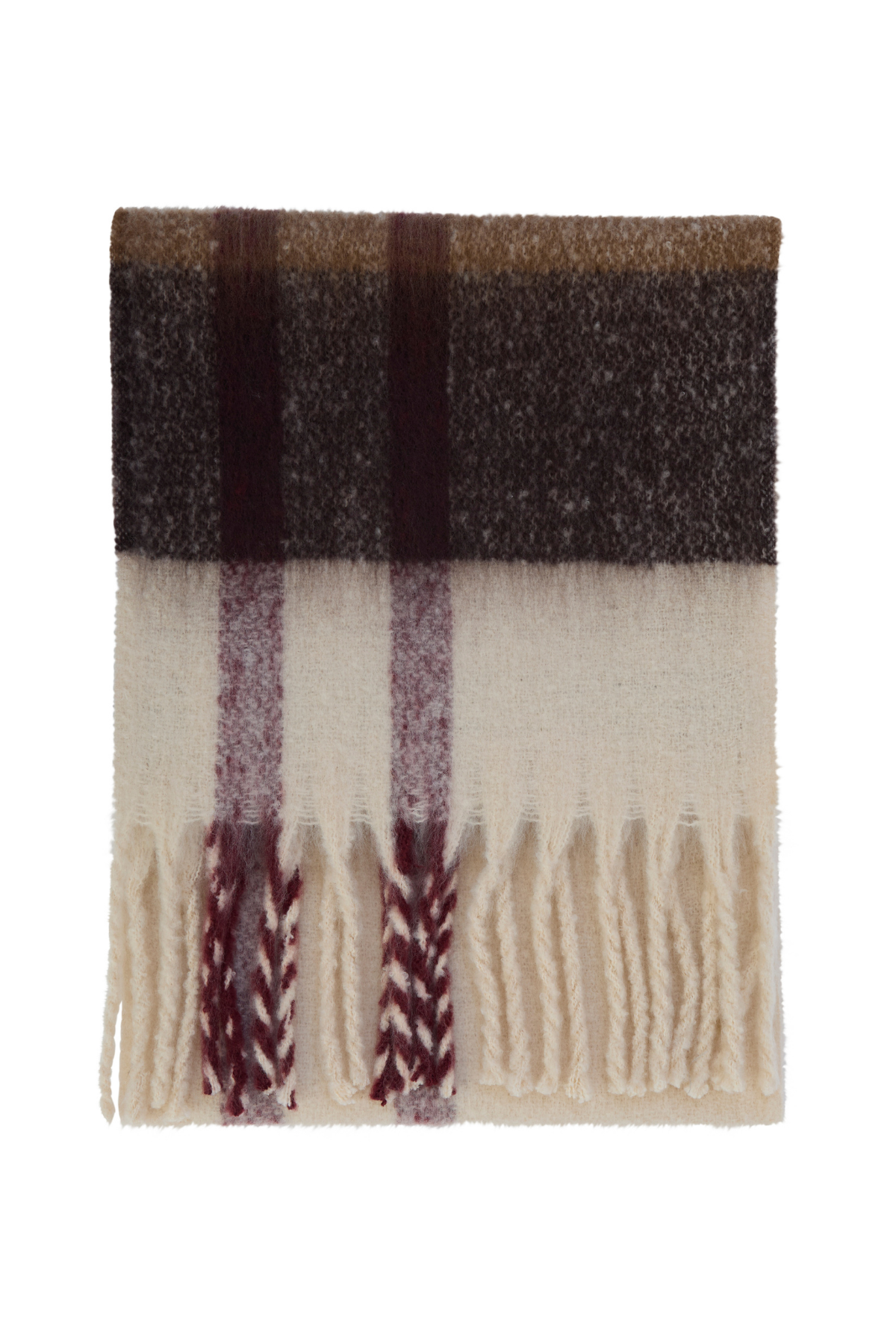 Barbour Isla Tartan Boucle Şal TN30 Ecru Muted Tartan
