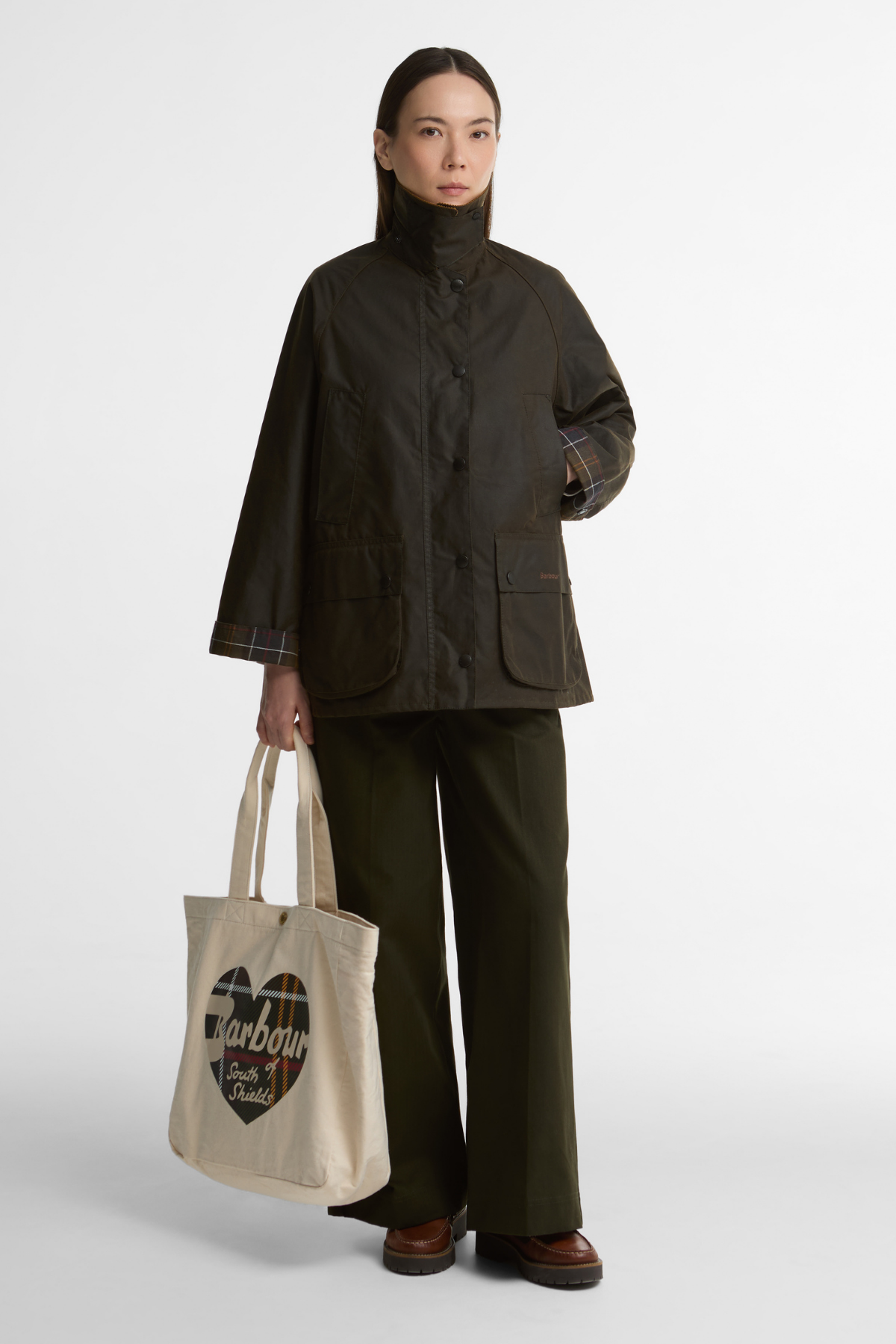 Barbour Kadın Bedale Yağlı Ceket OL91 Olive Beige Classic