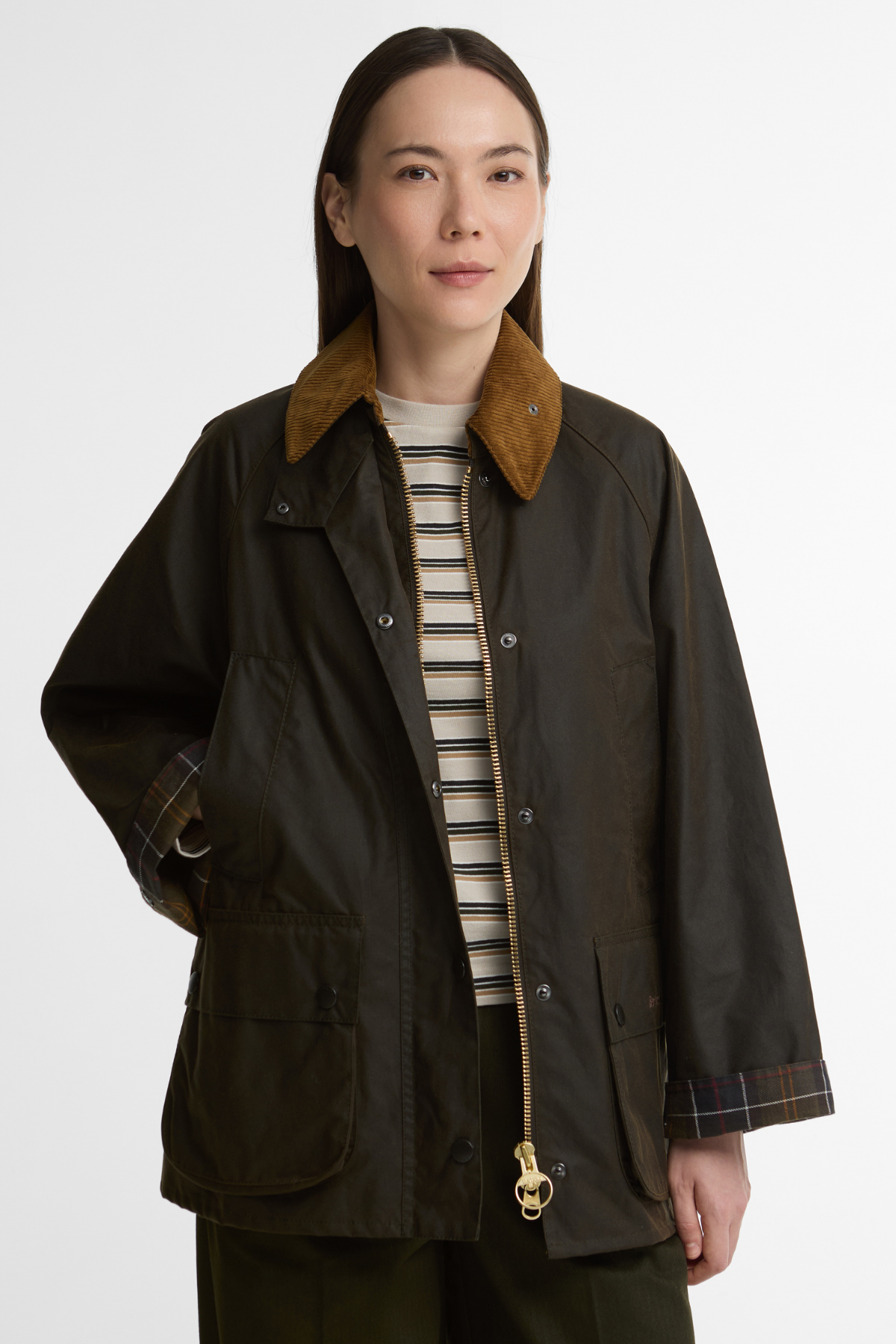 Barbour Kadın Bedale Yağlı Ceket OL91 Olive Beige Classic