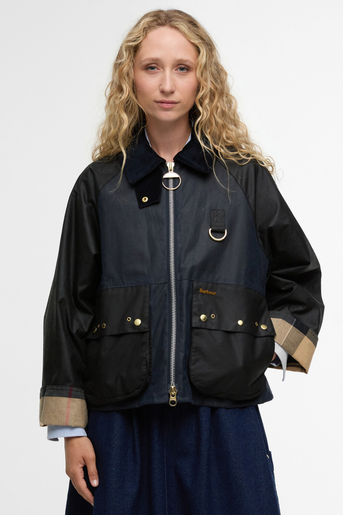 Barbour Kearton Yağlı Ceket NY71 Royal Navy/Black/Dress Tartan