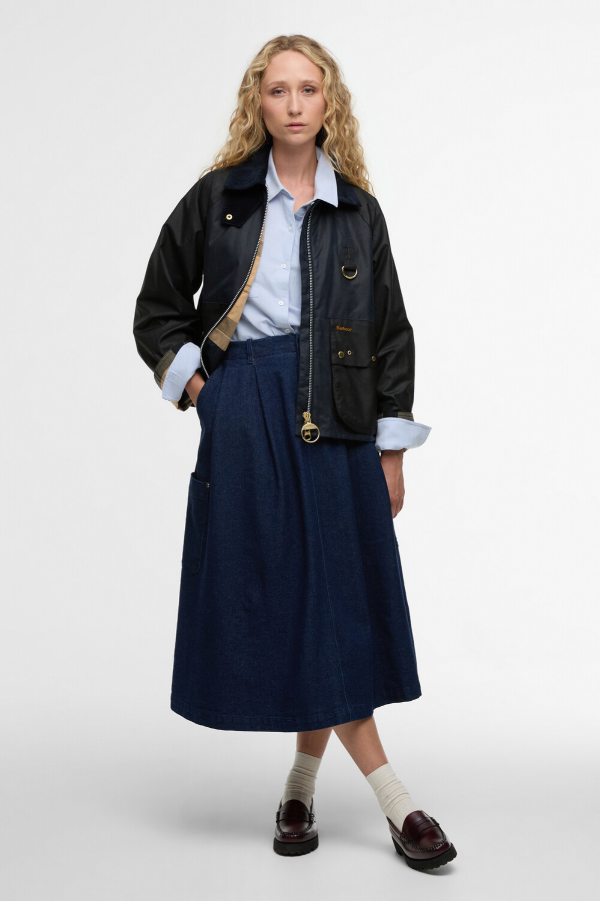 Barbour Kearton Yağlı Ceket NY71 Royal Navy/Black/Dress Tartan