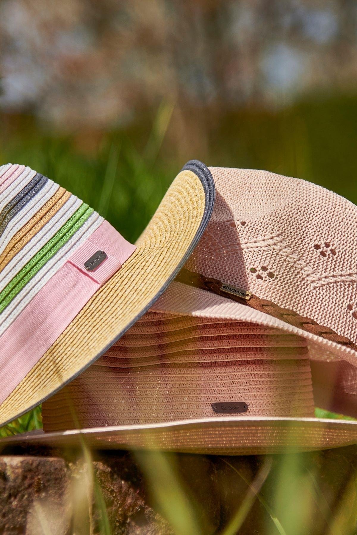 Barbour Kenmore Fedora Hasır Şapka PI31 Shell Pink/Multi