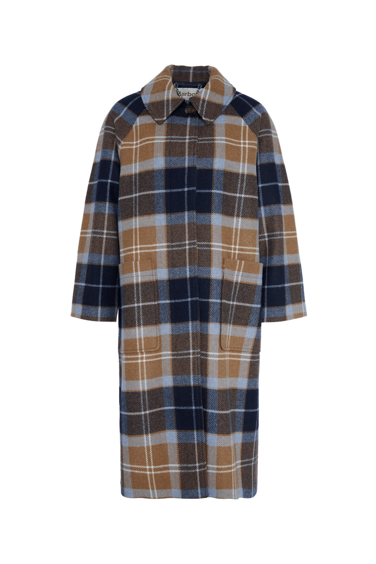 Barbour Kira Tartan Wool Palto BE31 Sky Dress Tartan/Dark Navy